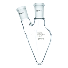 Quickfit® Pear Shaped Flask: Double Neck - 50ml