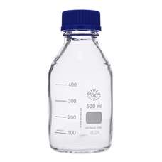 Simax Screw Top Reagent Bottle - Clear Glass, Blue Cap - 500ml