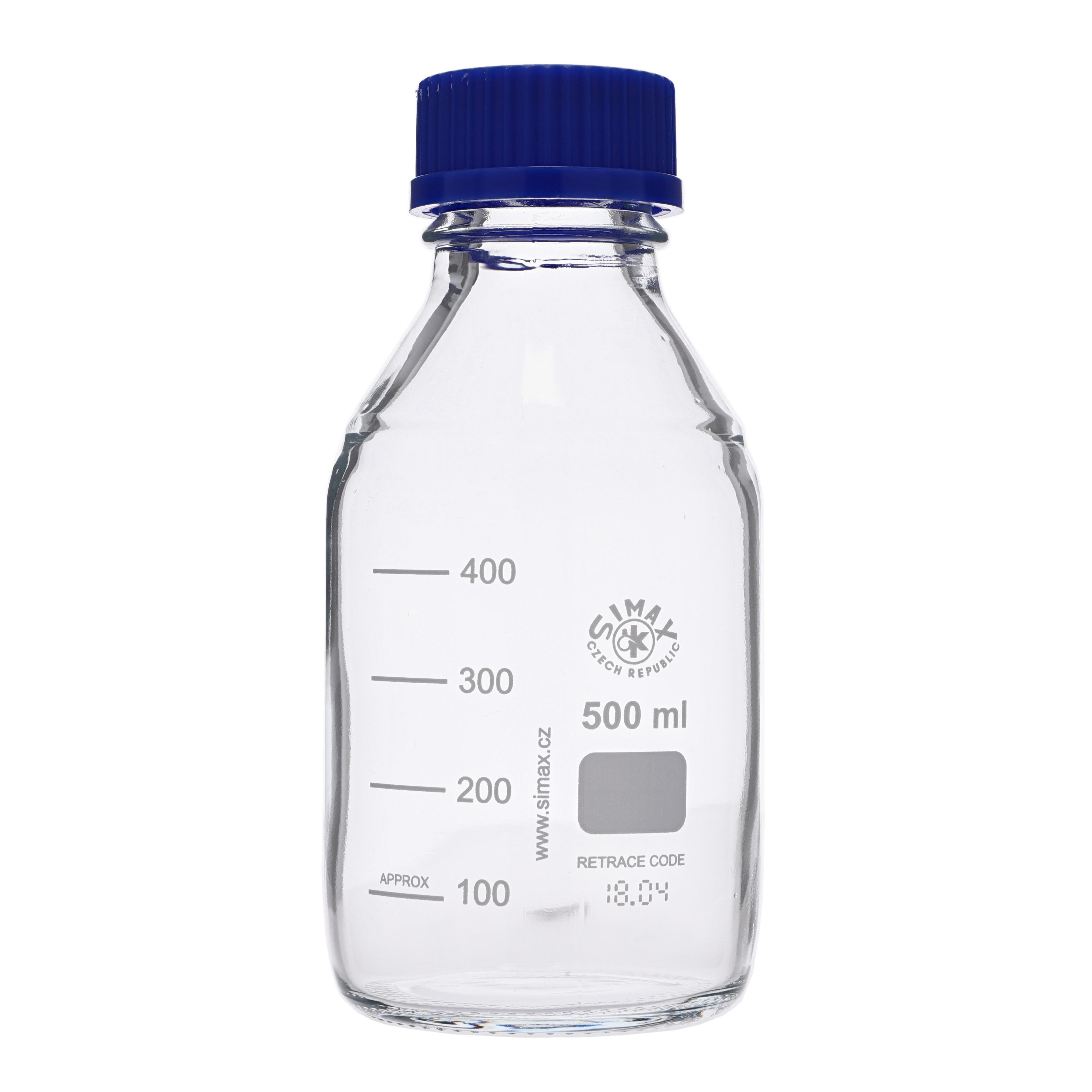 Simax Screw Top Reagent Bottle - Clear/Blue Cap - 500ml