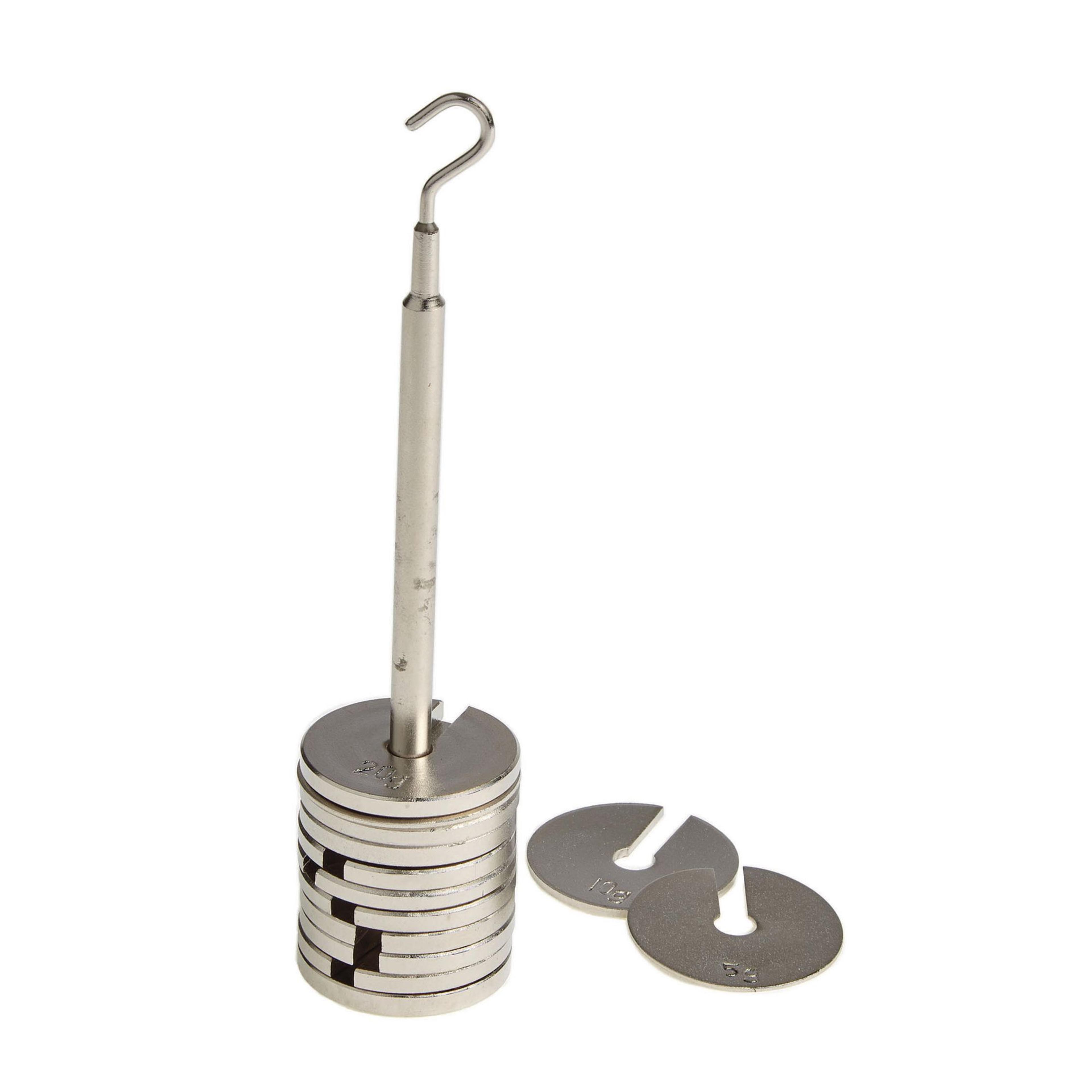 Hanging Slotted Masses, Brass - 5g to 20g Mixed Masses and Hanger