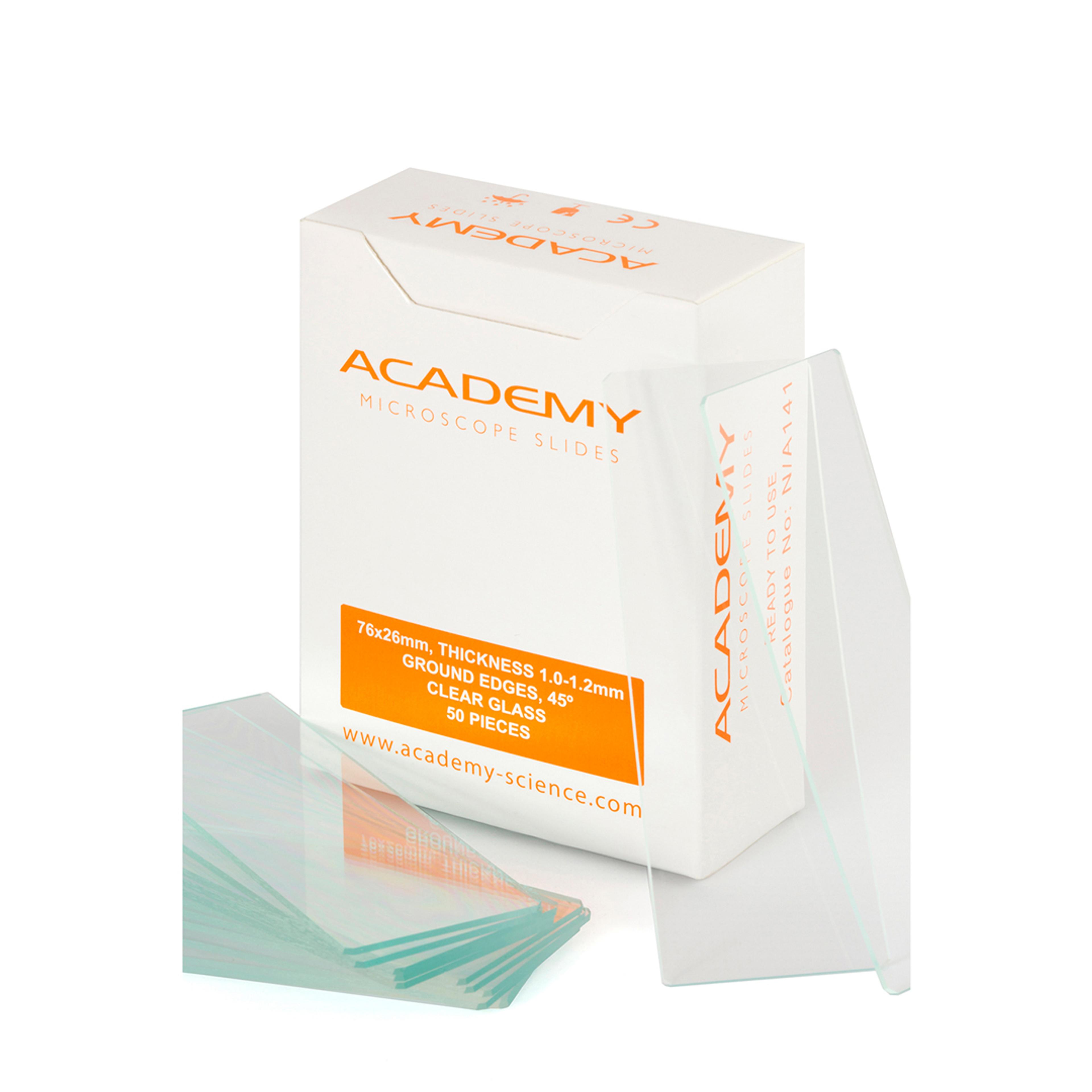 Academy Plain Microscope Slides - 76x26mm - Pack of 100