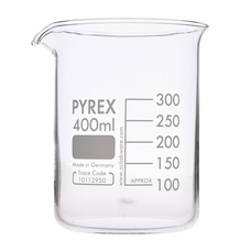Pyrex® Glass Beaker, Squat Form: 400ml - Pack of 10