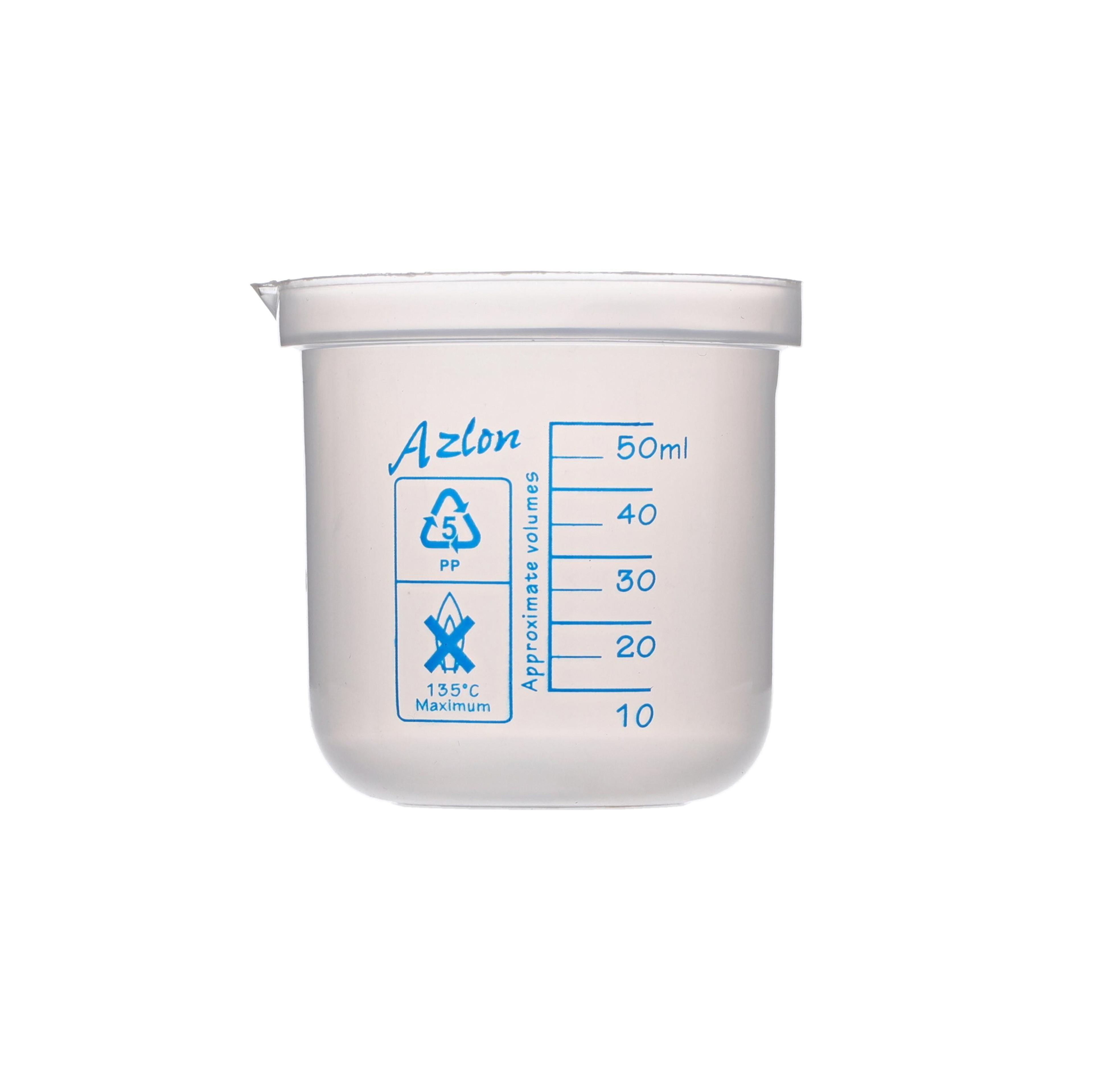 AZLON Plastic Graduated Beaker - 50ml - Pack of 10
