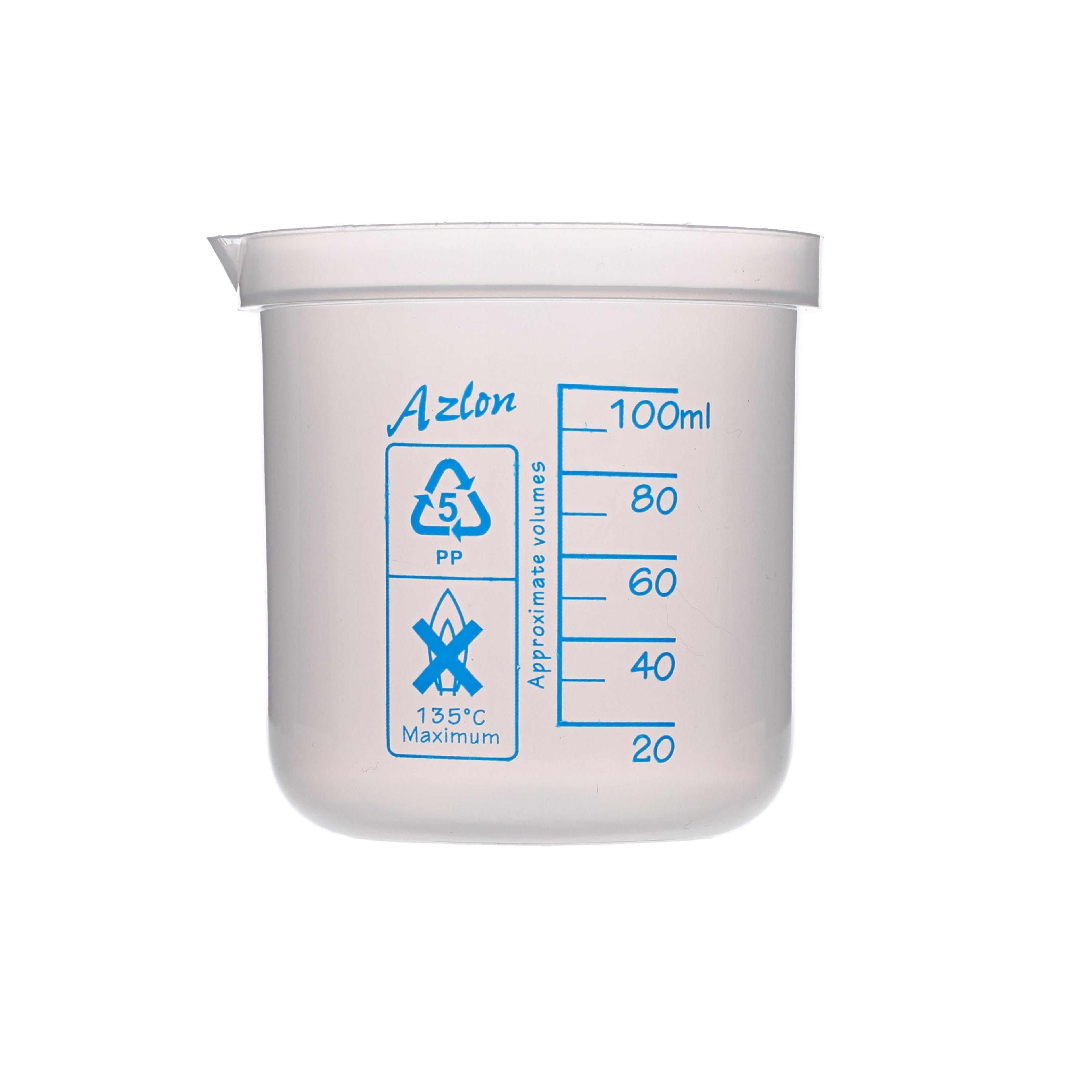 AZLON Plastic Graduated Beakers - 100ml - Pack of 10