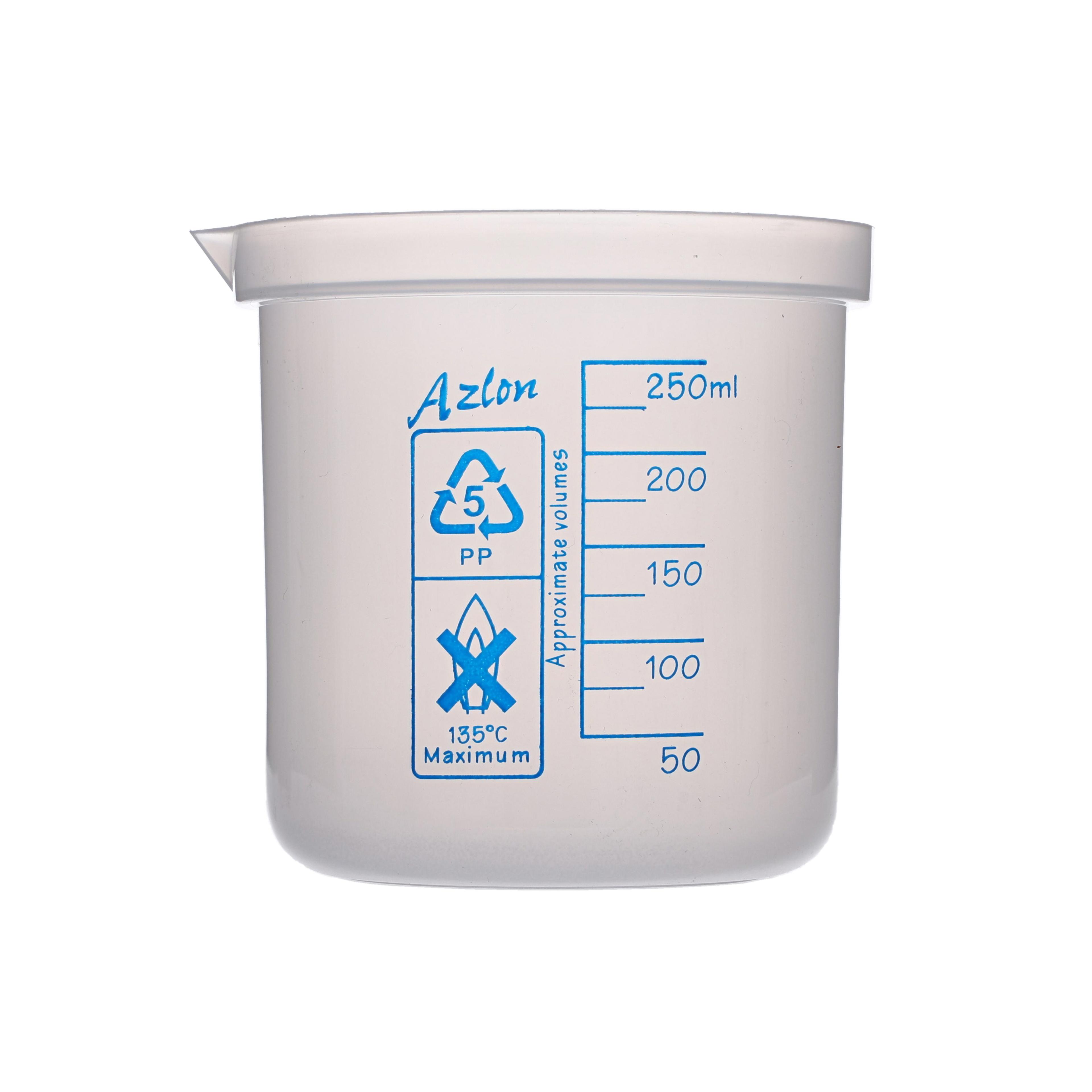 AZLON Plastic Graduated Beaker - 250ml - Pack of 10