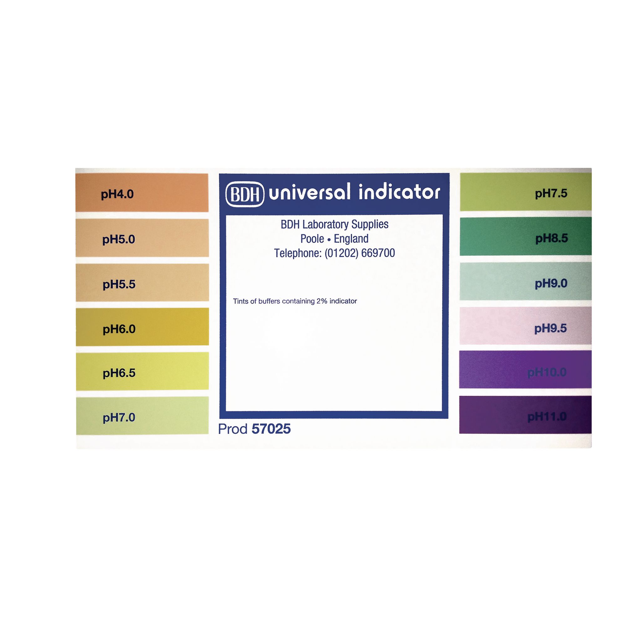 B8r05057 Colour Chart For Universal Indicator Narrow Range Ph 4 11 Hope Education