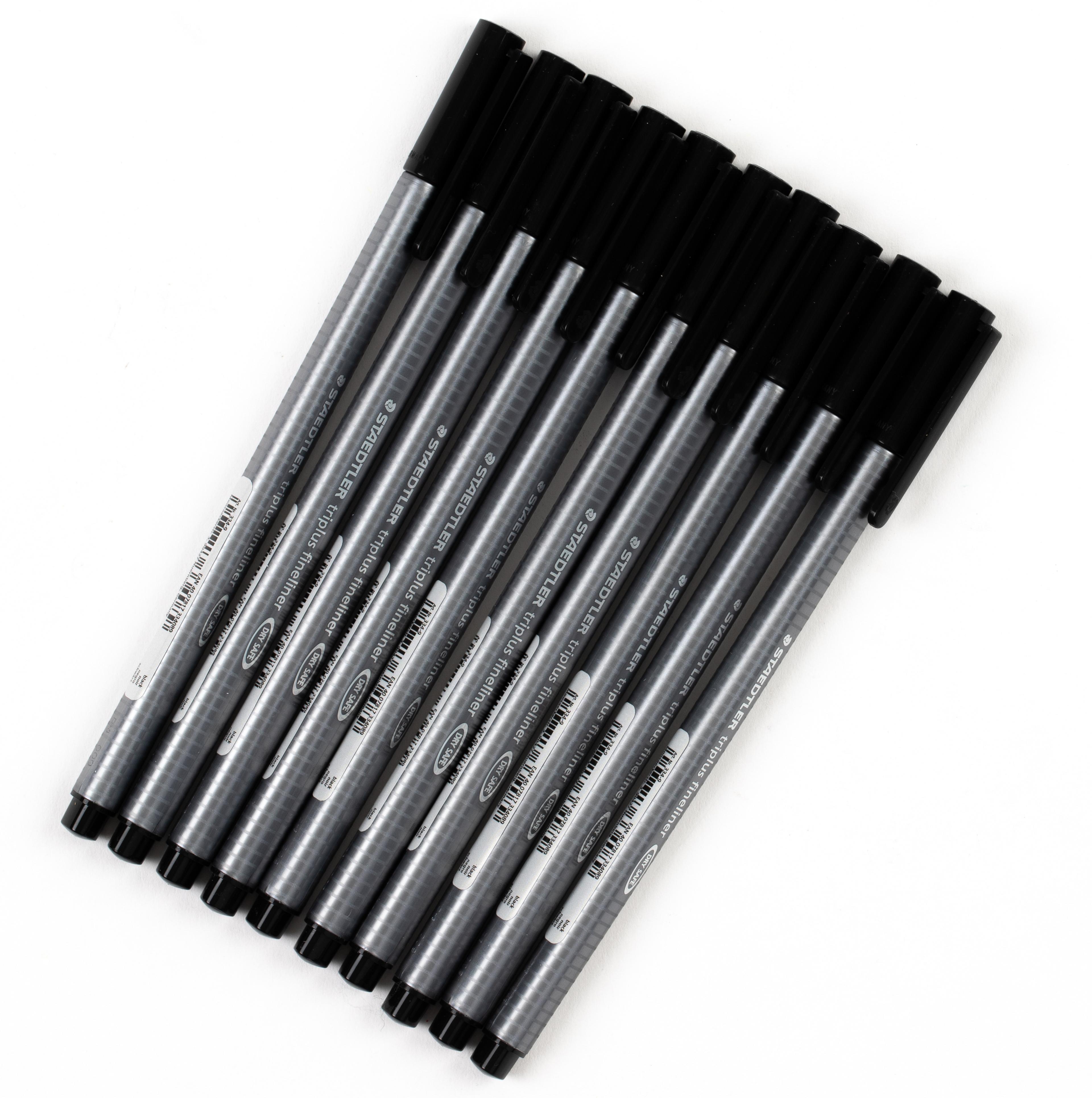 STAEDTLER Triplus 334 Fineliner Pen - Black - Pack of 10
