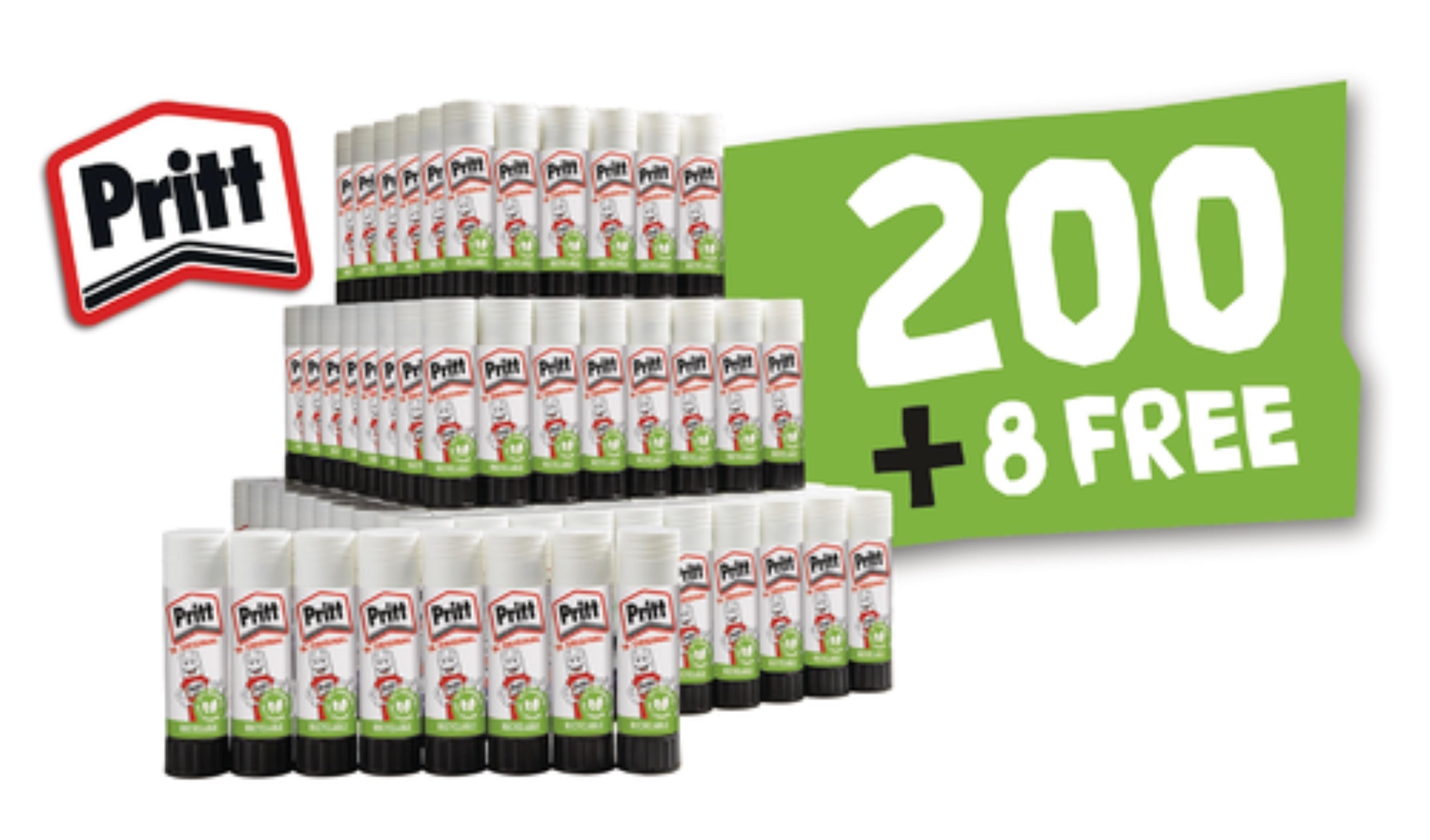 Pritt Glue Stick - 43g - Pack of 200 + 8 FREE