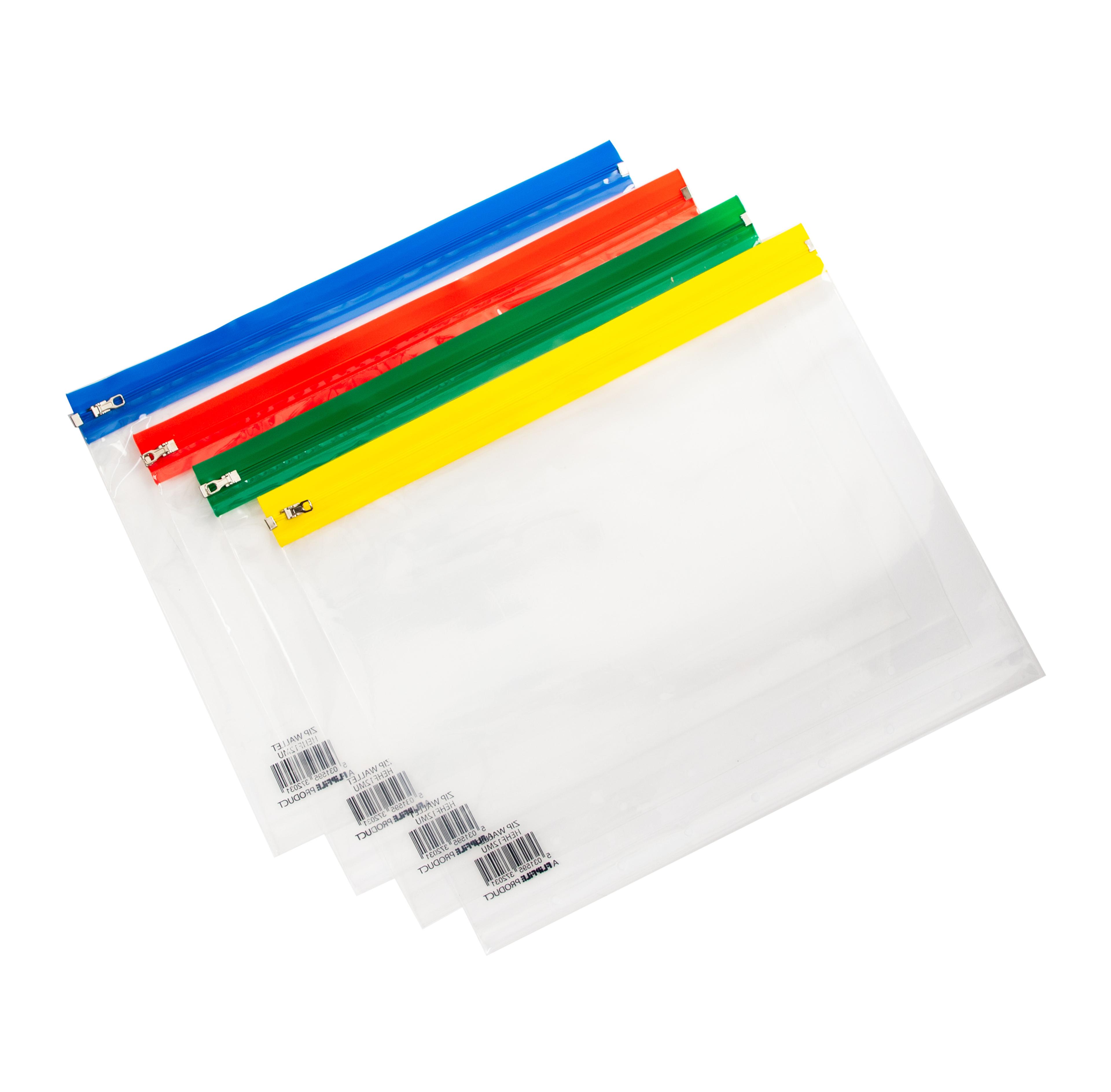Multi-Punched Zip Wallet - A4 - Assorted - Pack of 30