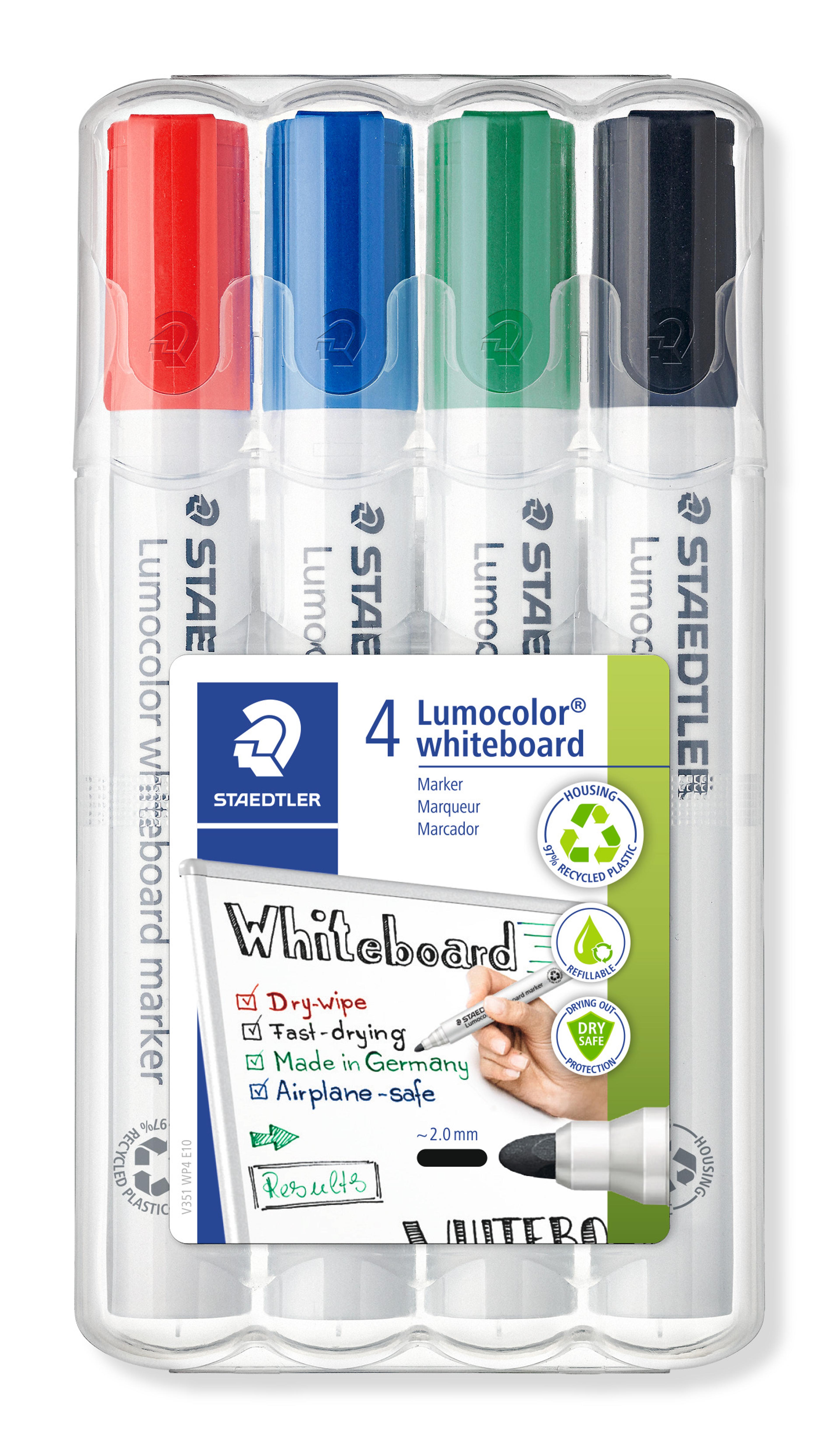 STAEDTLER Whiteboard Marker - Assorted - Bullet Tip - Pack of 4