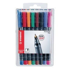 Stabilo OHP Marker Pens Assorted, Fine Tip - Pack of 8