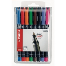 Stabilo OHP Marker Pens Assorted, Medium Tip - Pack of 8
