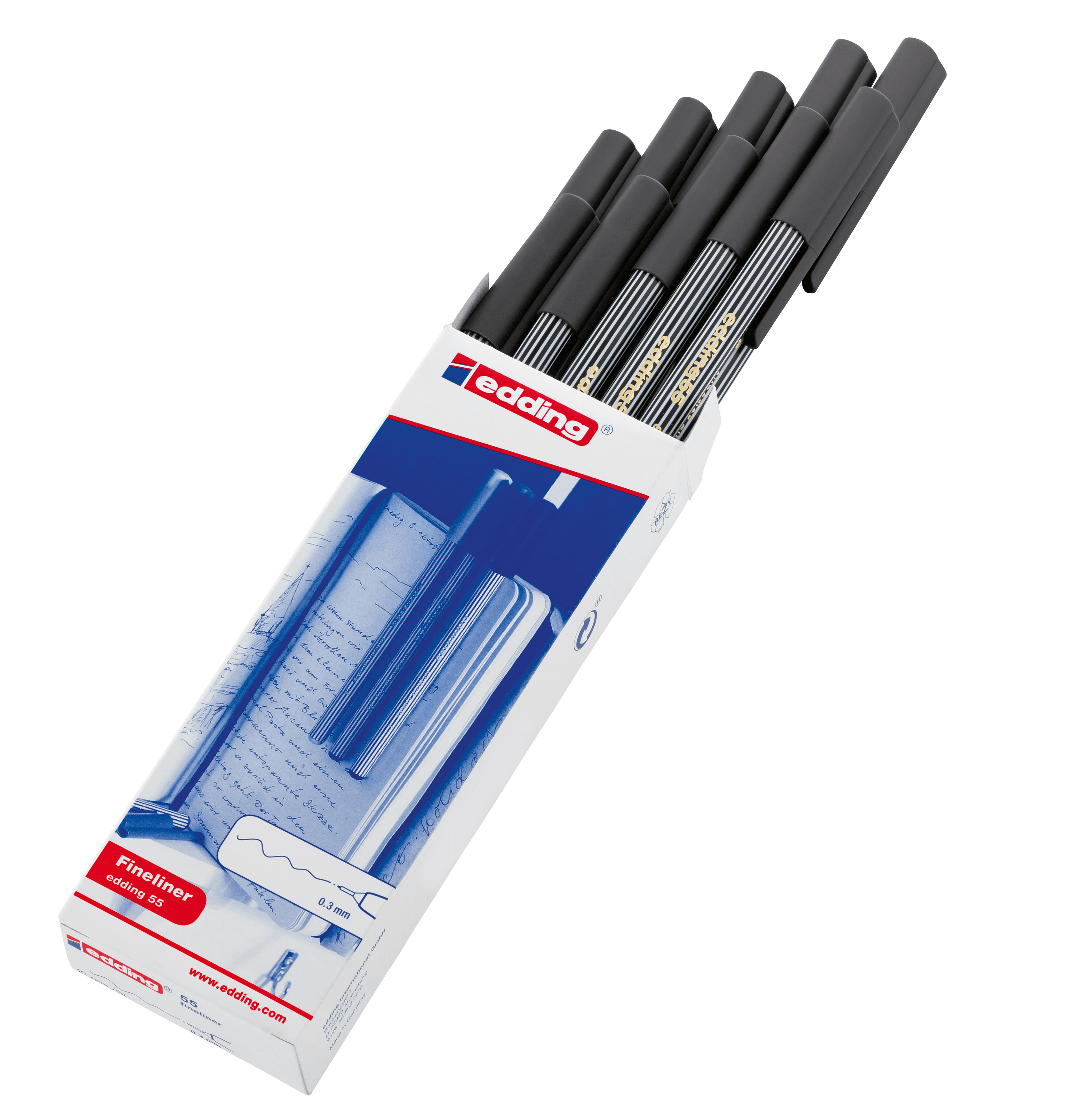 edding 55 Fineliner Pen - Black - Pack of 10