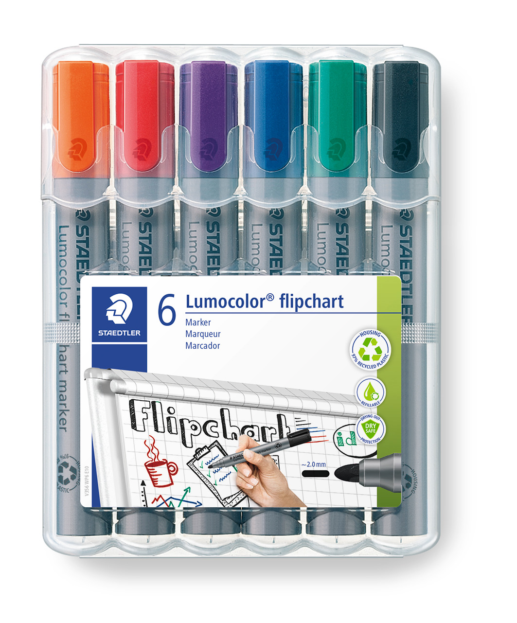 Lumocolor Flipchrt Mrker Astx6