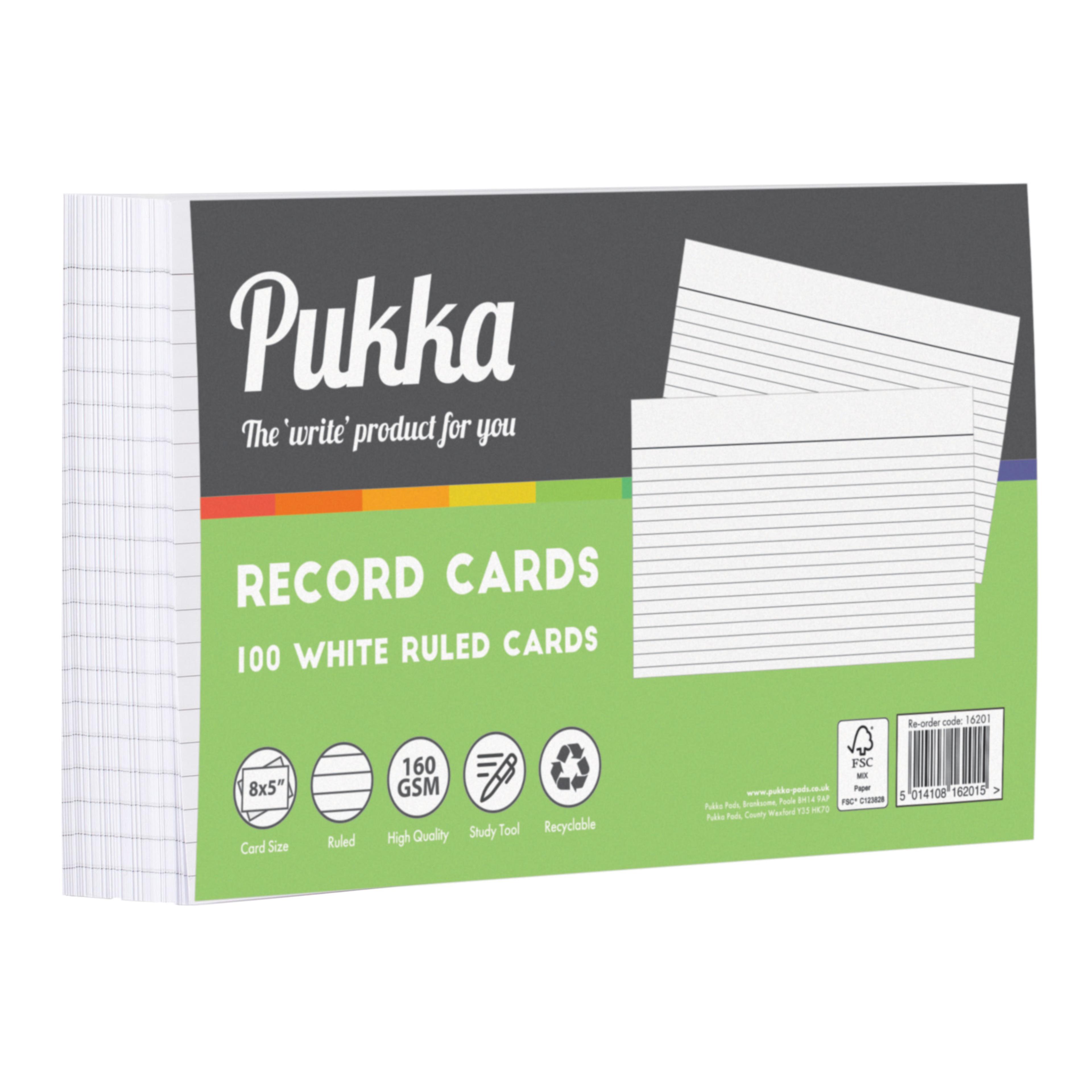 CONCORD Record Cards - White - 203x127mm - Pack of 100