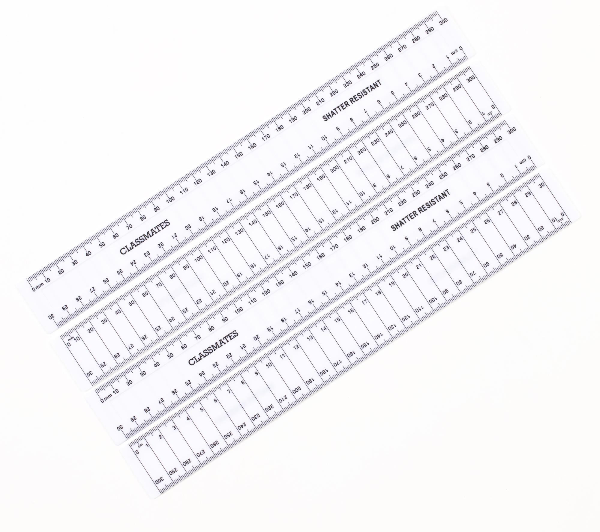 Double Sided 30cm/300mm White Ruler pack of 10