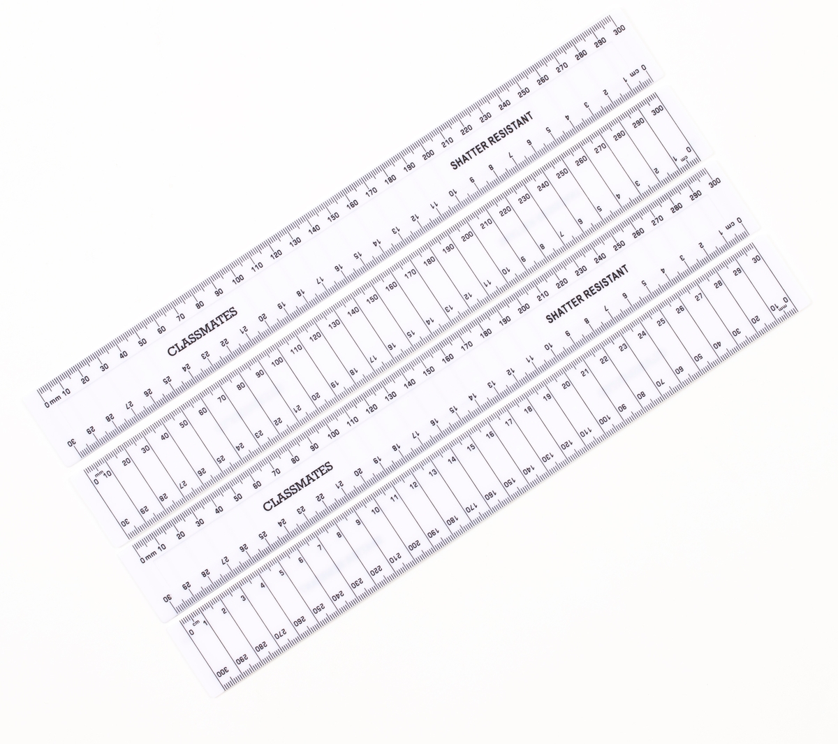 Classmates Shatter Resistant Ruler White 300mm/30cm - Pack of 10 ...