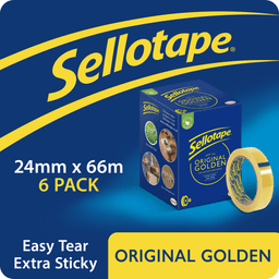 Sellotape Original Golden Sticky Tape - 6 Rolls - 24mm x 66m