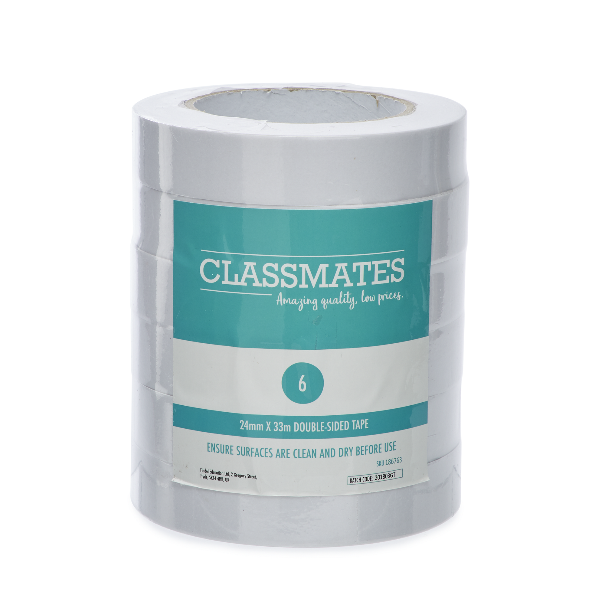 Classmates Double sided tape 24mm x 33m pack of 6