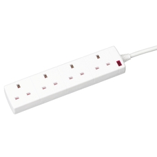 White Four-Way Extension Lead