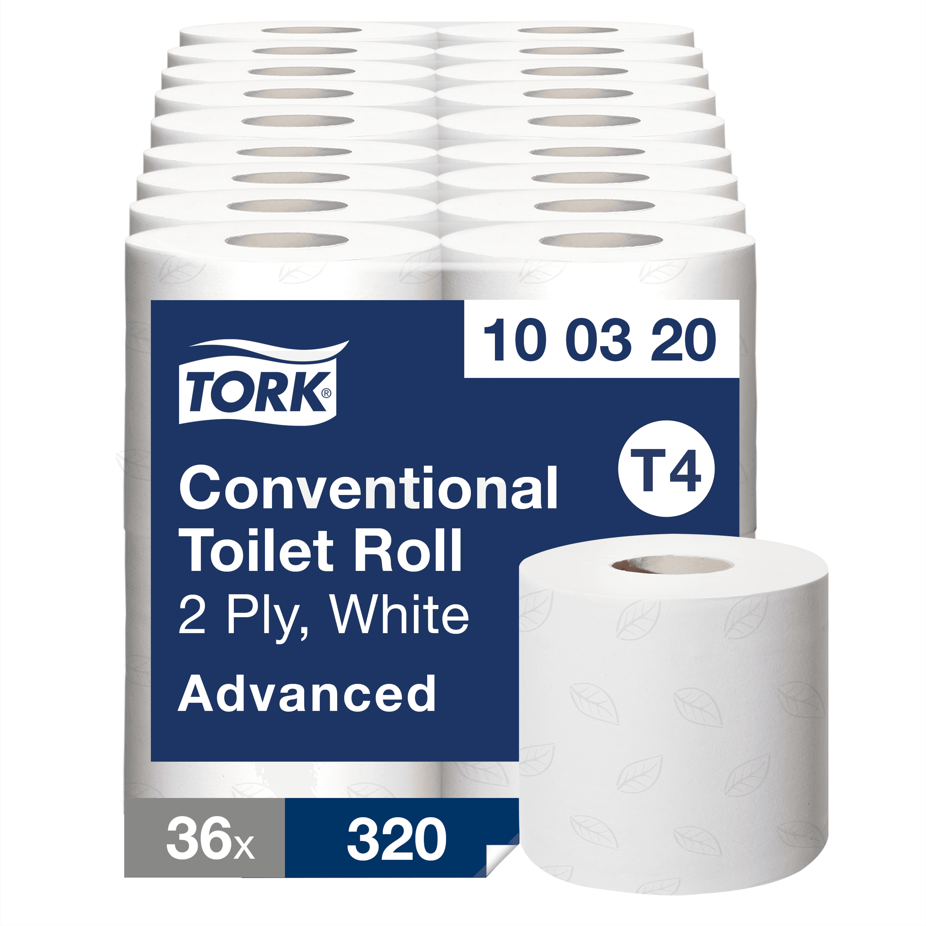 TORK Conventional Toilet Roll - 2 Ply - 320 Sheets - Pack of 36