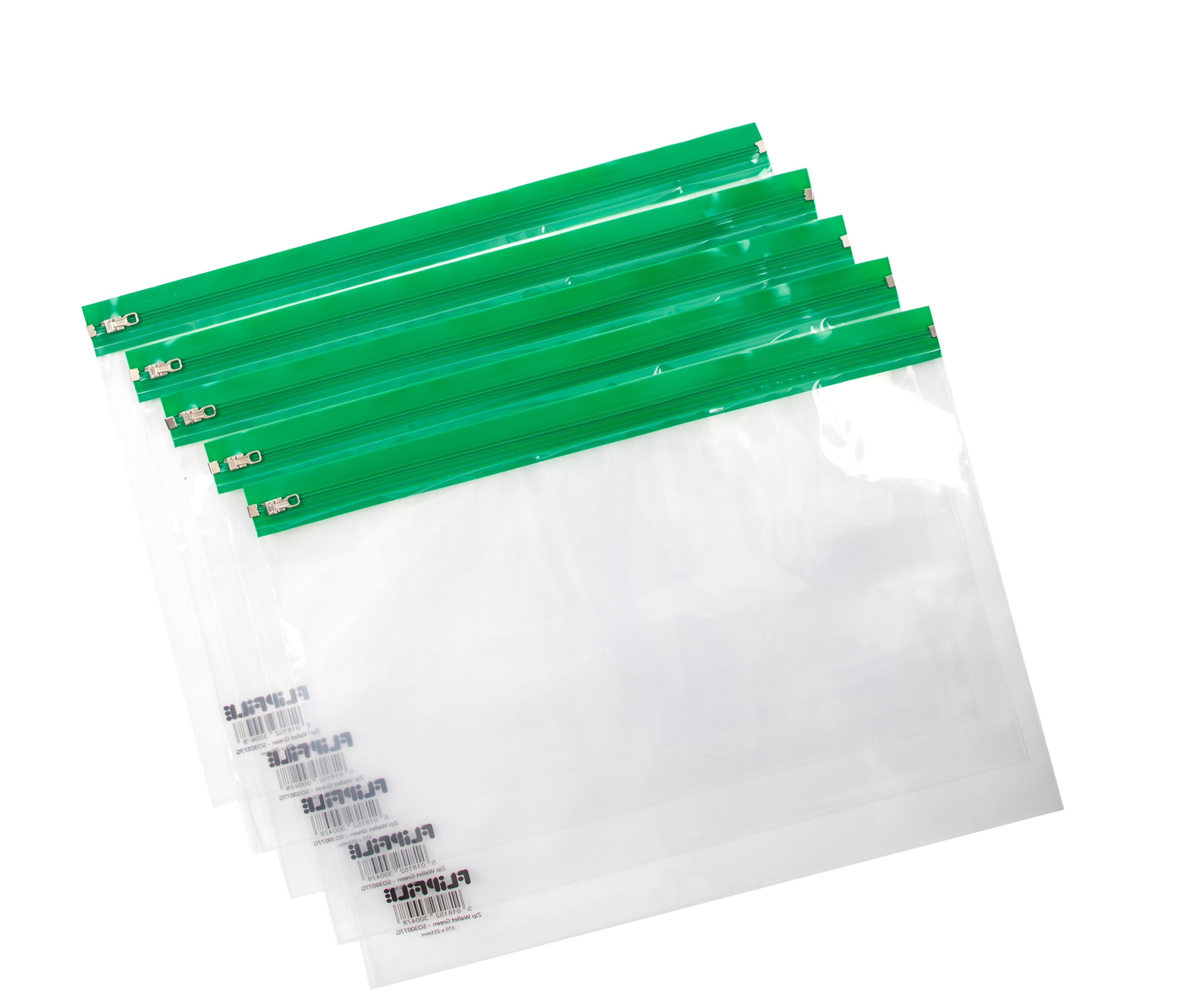 Bulky Zip Wallet - A4 - Green - Pack of 25