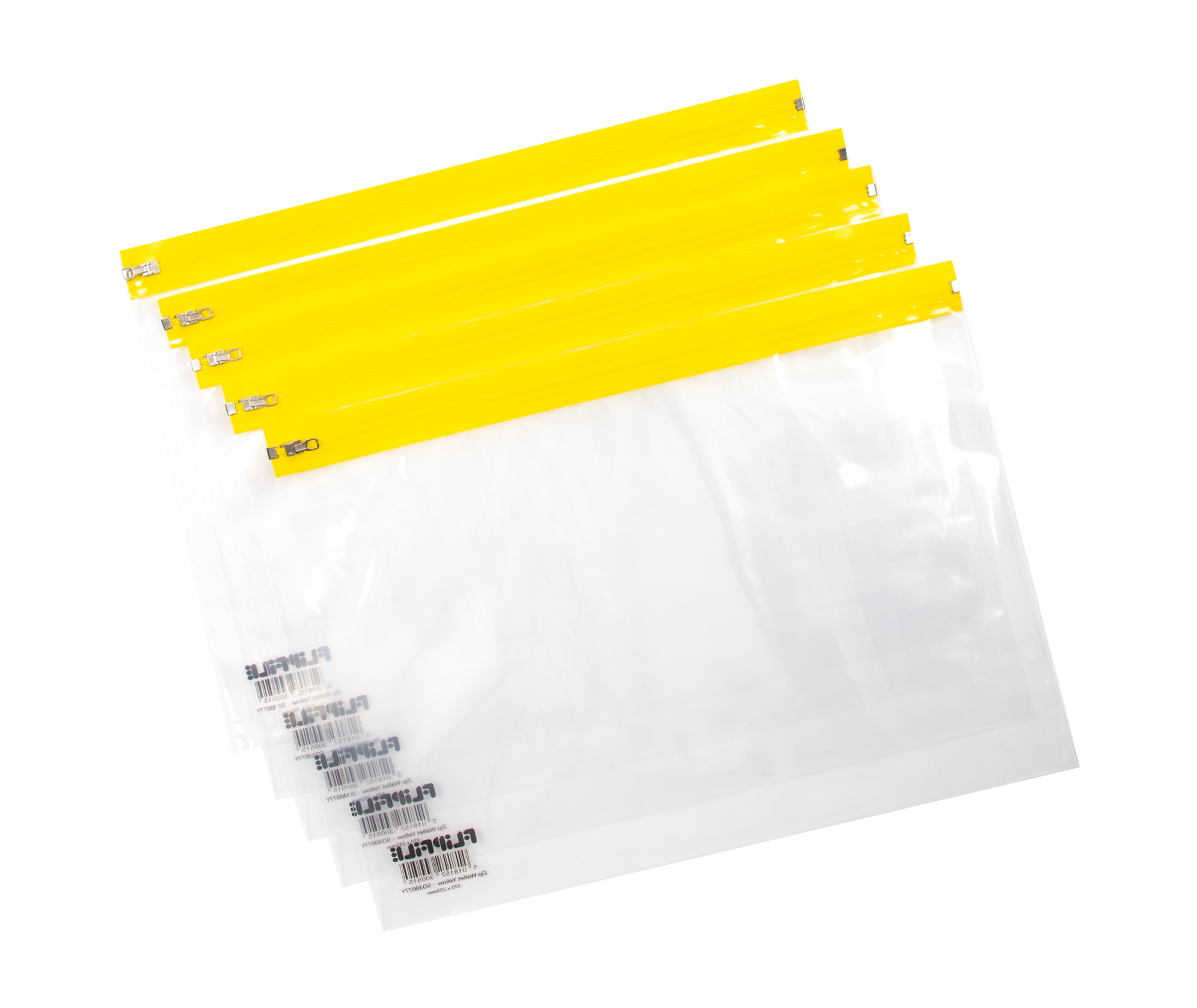 Bulky Zip Wallet - A4 - Yellow - Pack of 25
