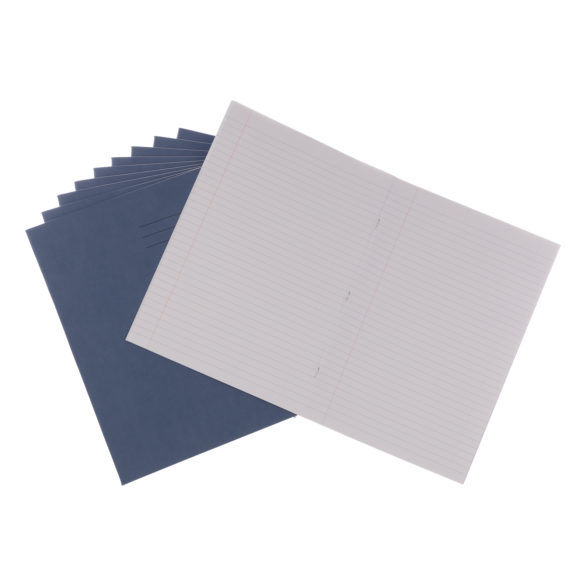 Pack of 10 EX554119 Exercise Books 80 Page 8mm Ruled & Margin Light Blue Cover 