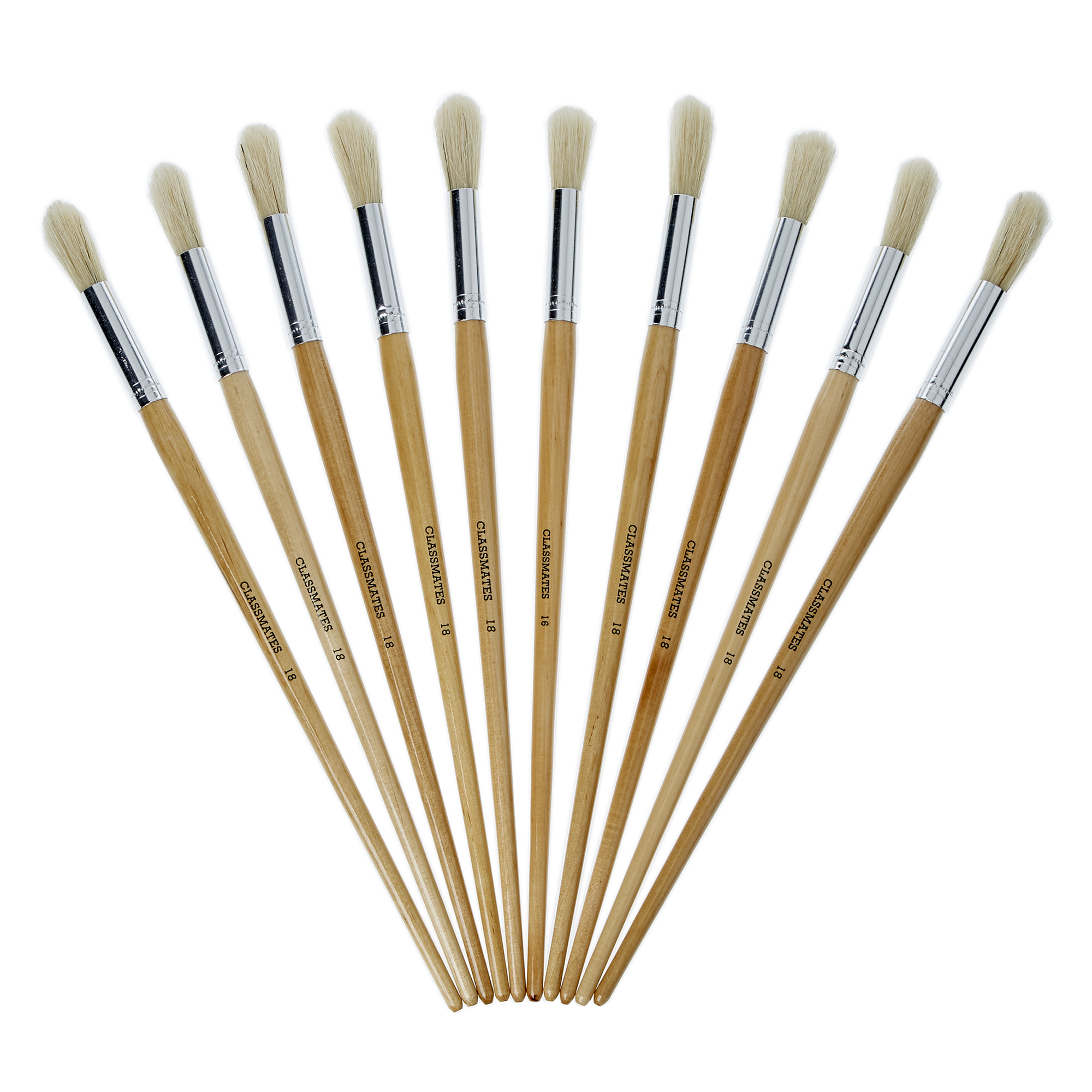 G212088 - Classmates Long Round Paint Brushes - Size 18 - Pack of 10 ...