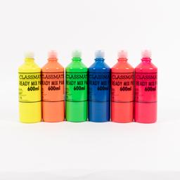 Classmates Ready Mixed Paint - Fluorescent - 600ml - Pack of 6