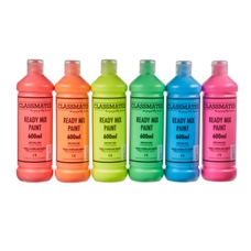 Classmates Ready Mixed Paint - Fluorescent - 600ml - Pack of 6