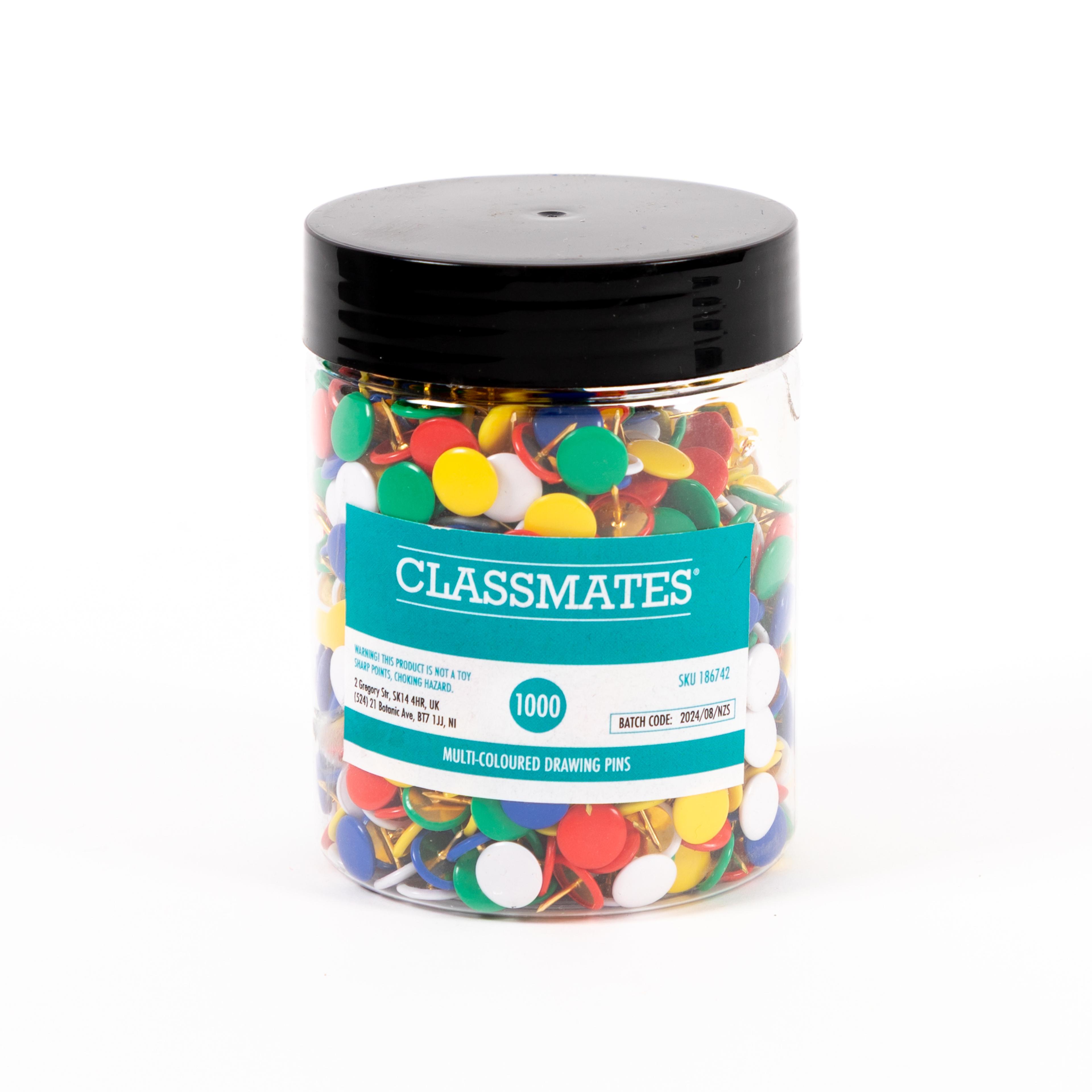 Classmates Drawing Pins - Assorted - Pack of 1000