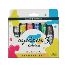 DALER-ROWNEY System3 Acrylic Paint Set - Assorted Colours - 22ml - Pack of 6