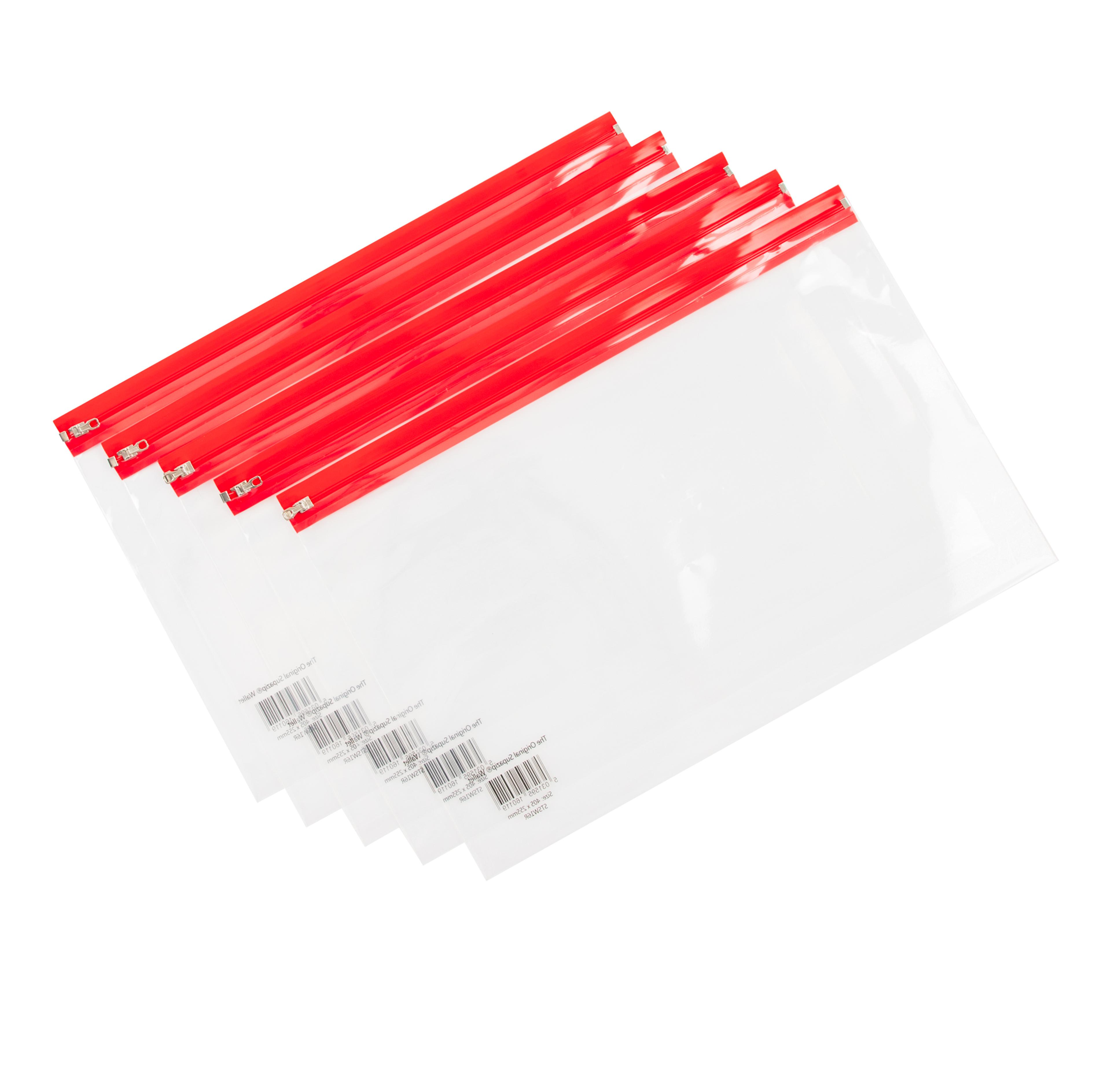 Zip Wallet - 405 x 255mm - Red - Pack of 25