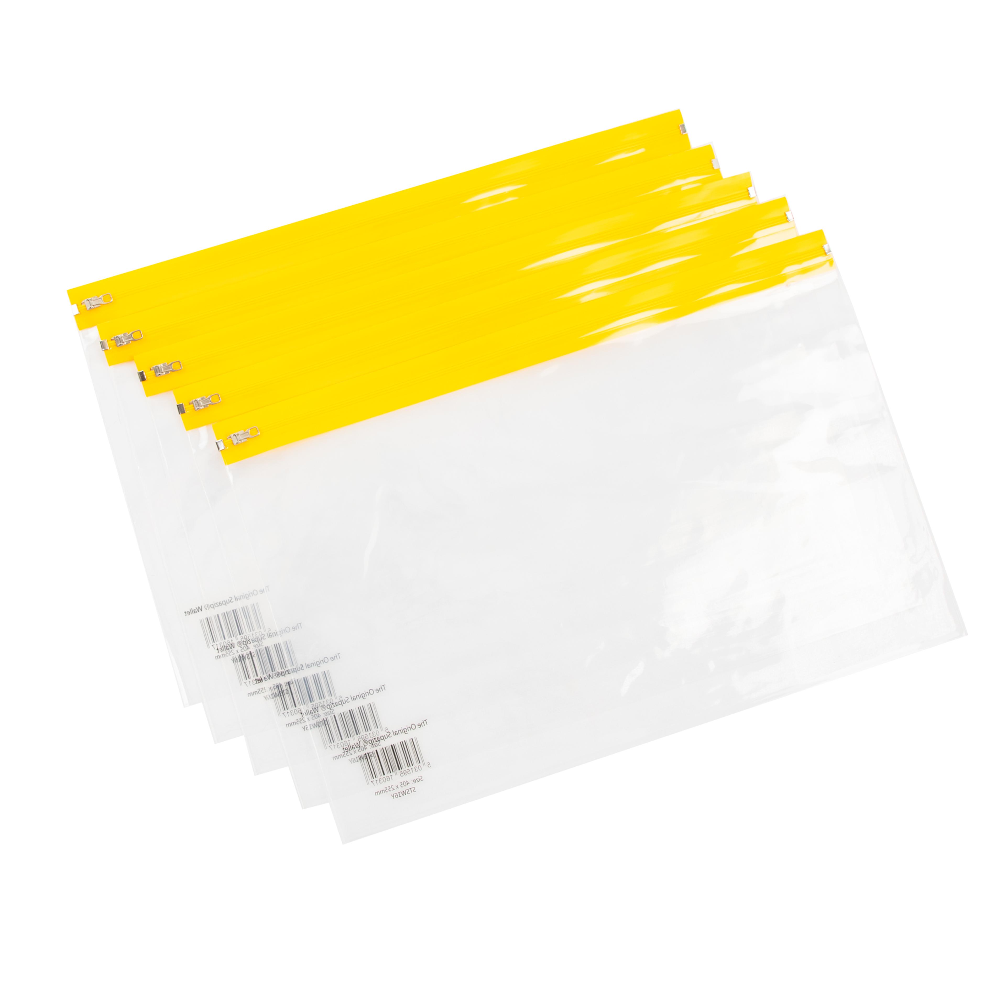 Zip Wallet - 405 x 255mm - Yellow - Pack of 25