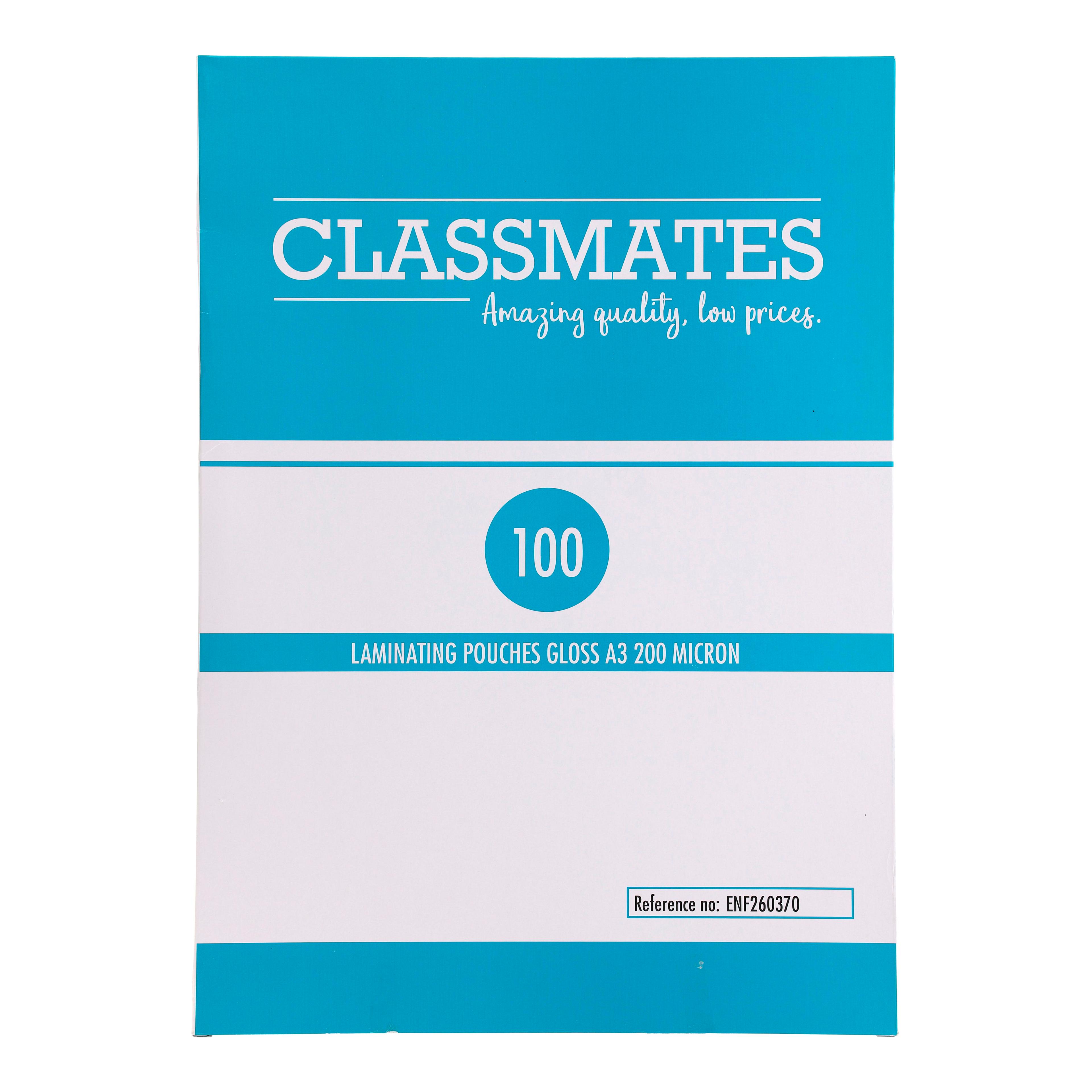 Classmates Gloss Laminating Pouches (200 Micron) - A3 - Box of 100