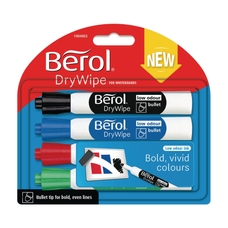 Berol Whiteboard Marker - Assorted Colours - Bullet Tip - Pack of 4