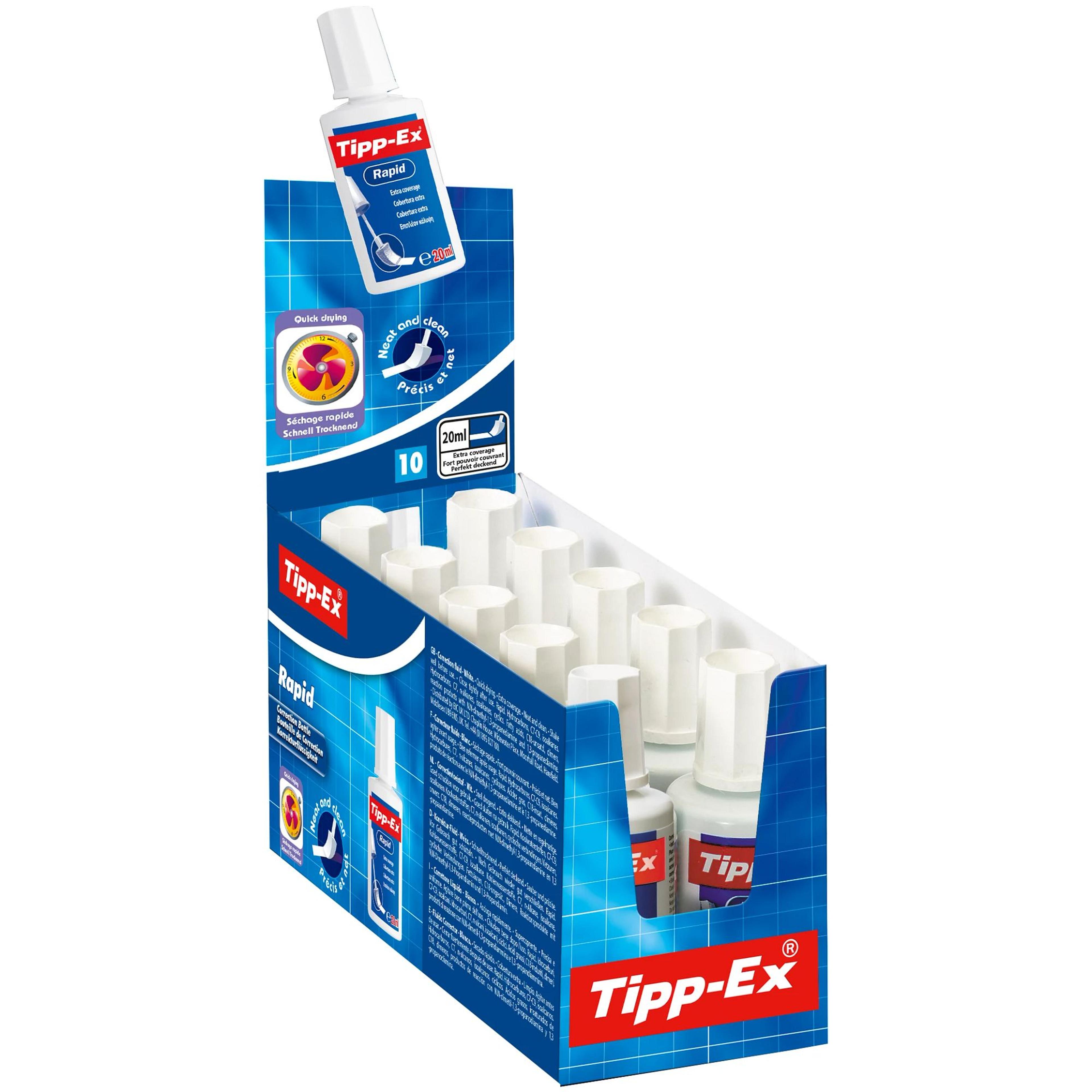 Tipp-Ex Rapid Correction Fluid - 20ml - White - Pack of 10