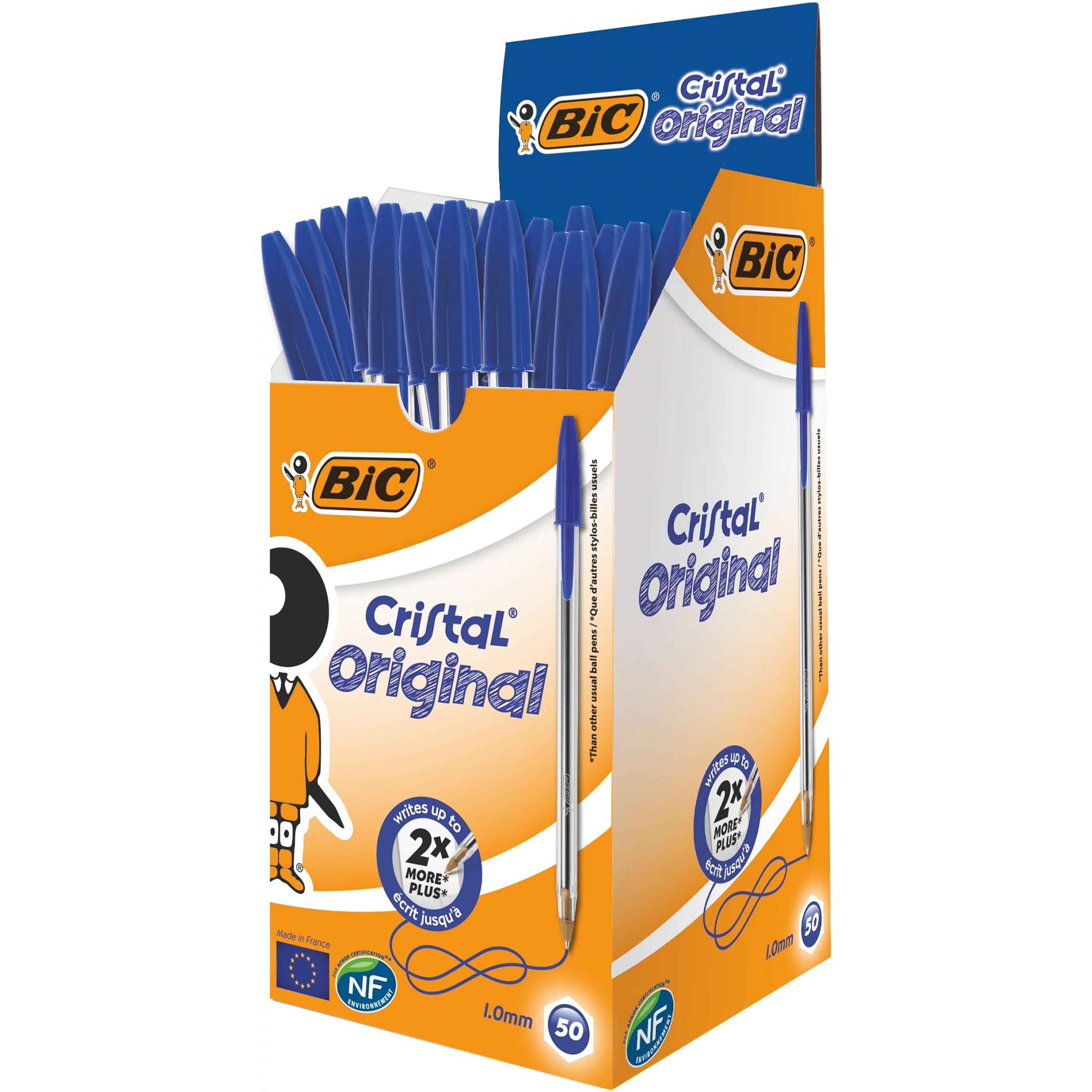 BIC Cristal Medium Ballpoint Pen - 1.0mm Point - Blue- Pack of 50 