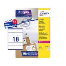 White Avery® Jam-Free Quick PEEL Labels - 18 Labels, 63.5 x 46.6mm