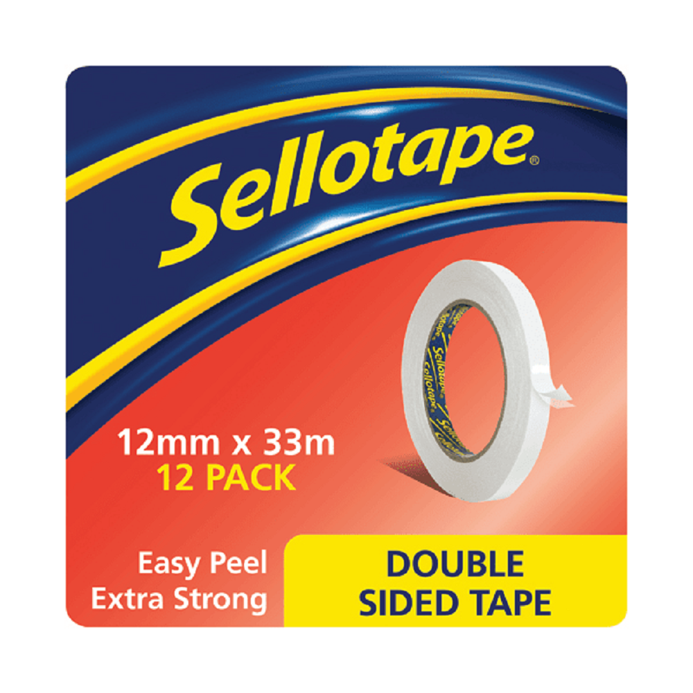 Sellotape Easy Peel Extra Strong Double Sided Tape 12mm x 33m (Pack 12) -  1447057