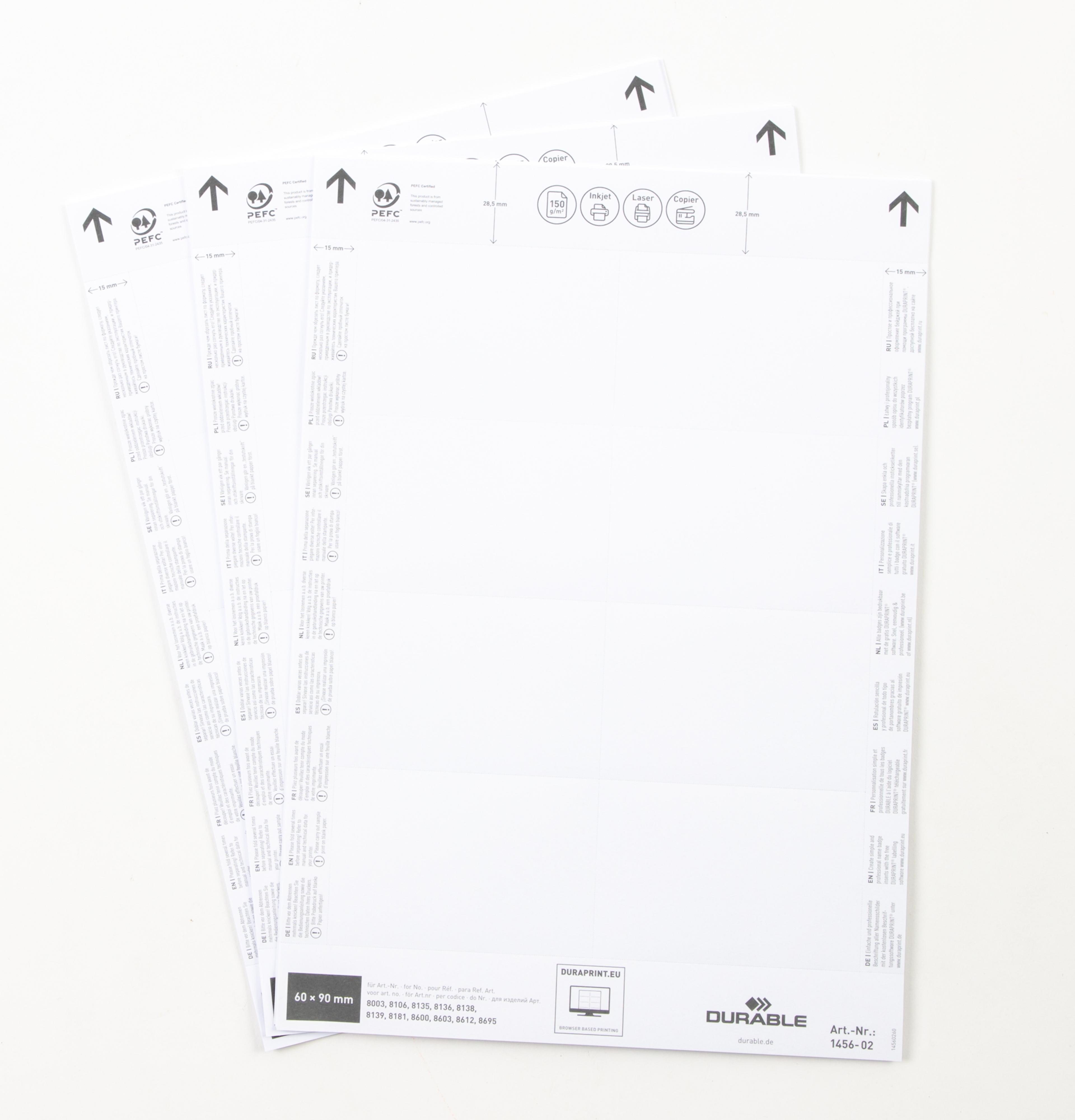 DURABLE Visitors Badge Inserts - 60 x 90mm - Pack of 160