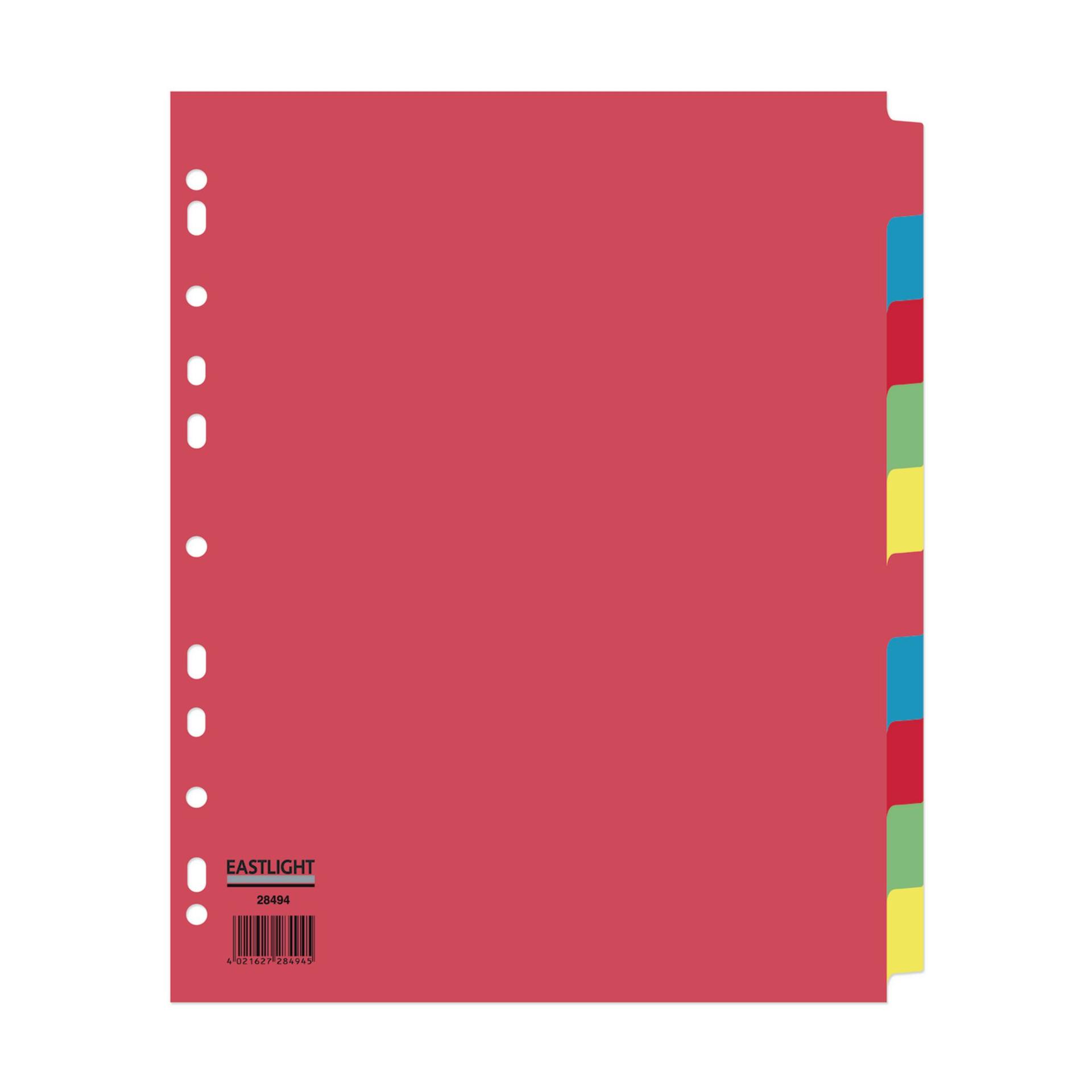 EASTLIGHT Extra Wide 10 Part Europunched Subject Dividers - A4 - Each ...