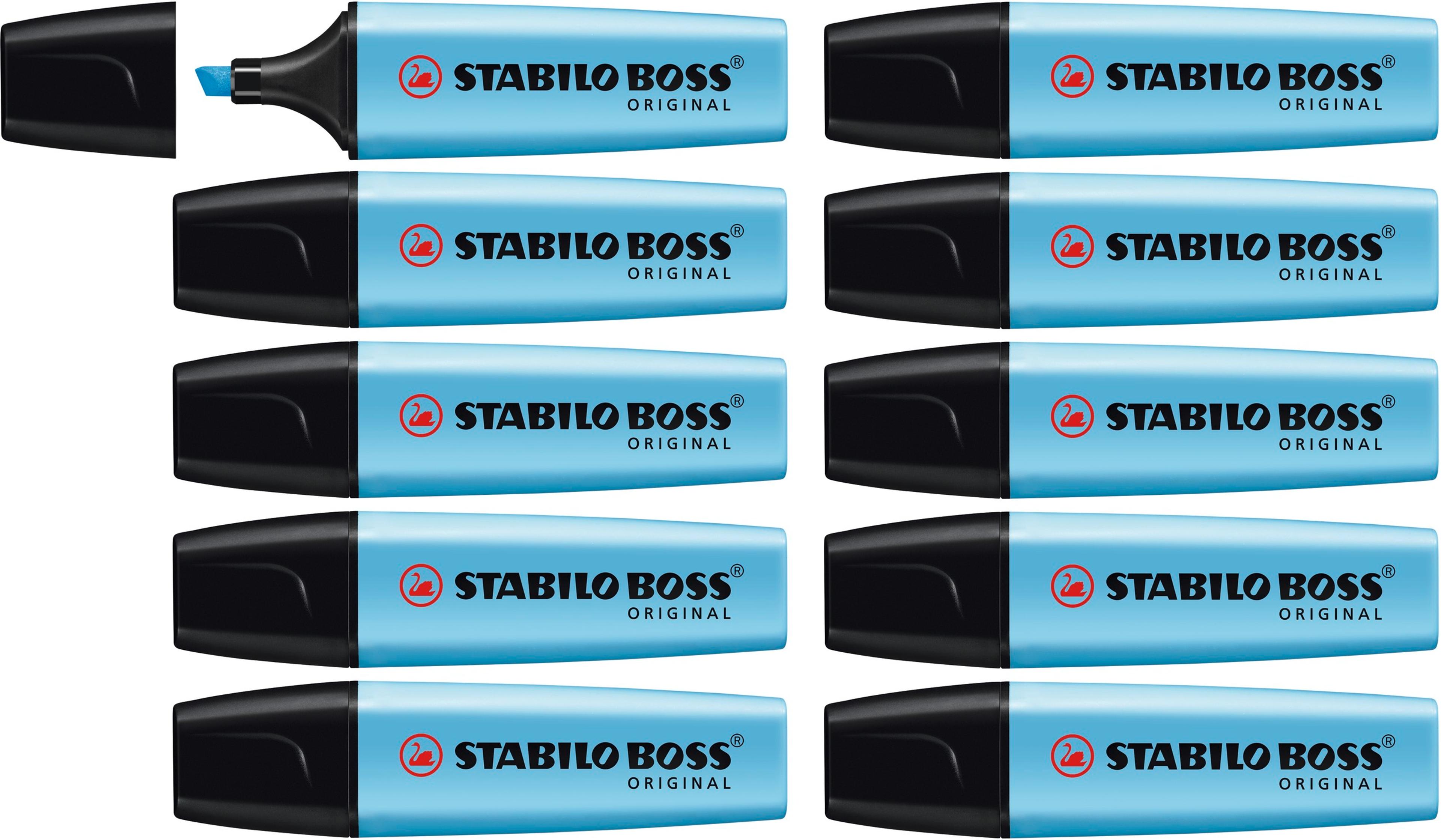 STABILO Boss Original Highlighter - Blue - Pack of 10