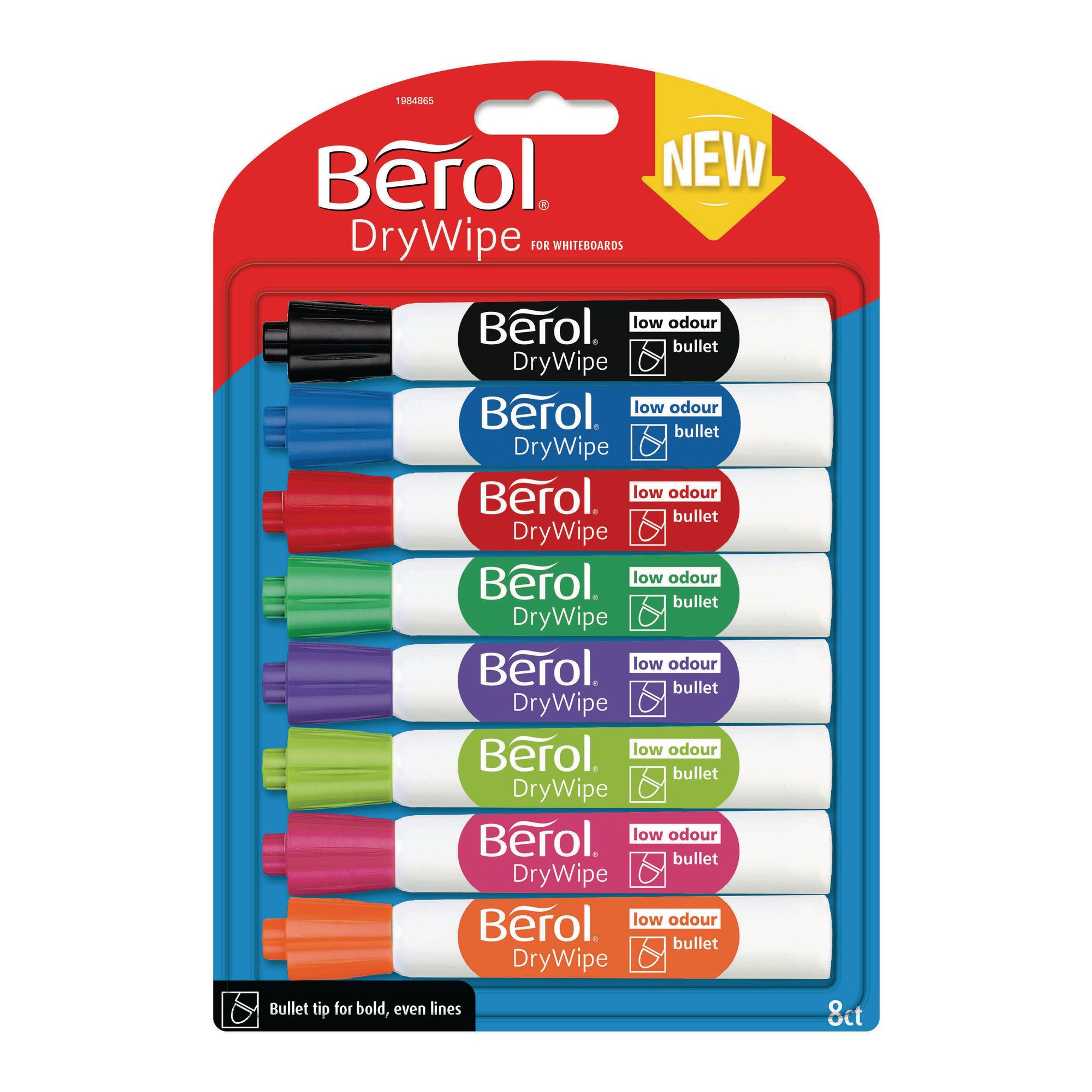 Berol Whiteboard Marker - Assorted - Bullet Tip - Pack of 8