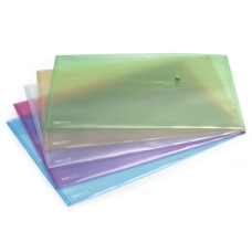 RAPESCO Pastel Transparent Popper Wallet - A3 - Assorted - Pack of 5