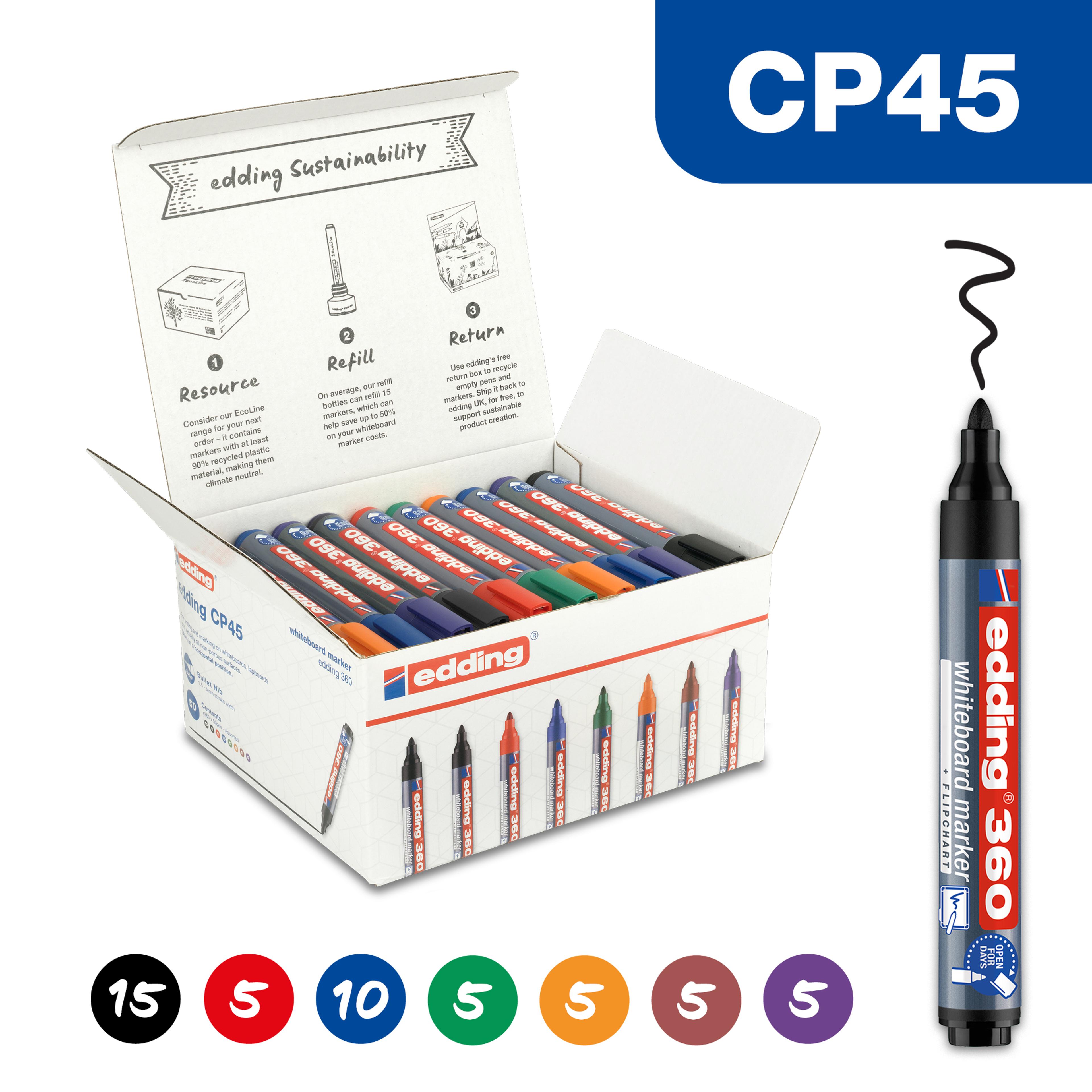 edding 360 Whiteboard Marker - Assorted - Bullet Tip - Pack of 50