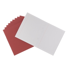 9x7" Exercise Book 64 Page, 8mm Ruled With Margin, Red - Pack of 100