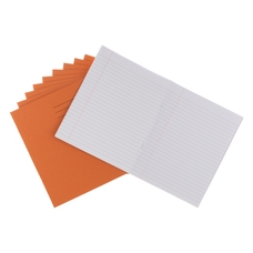 9x7" Exercise Book 64 Page, 8mm Ruled With Margin, Orange - Pack of 100