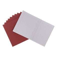 9x7" Exercise Book 80 Page, 8mm Ruled With Margin, Red - Pack of 100